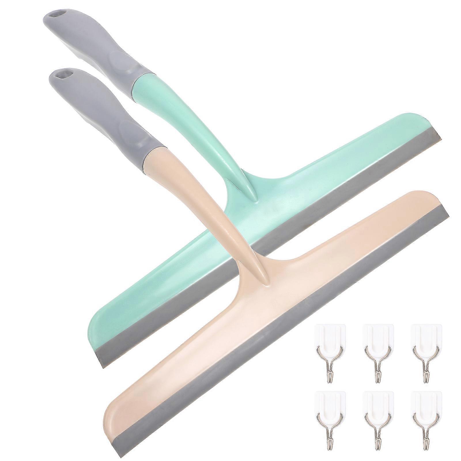 4pcs Shower Squeegees with Hanging Hooks, Ergonomic Handle Window Cleaning Kit for Glass Doors, Mirrors, Car Windows, Bathroom & Kitchen Use