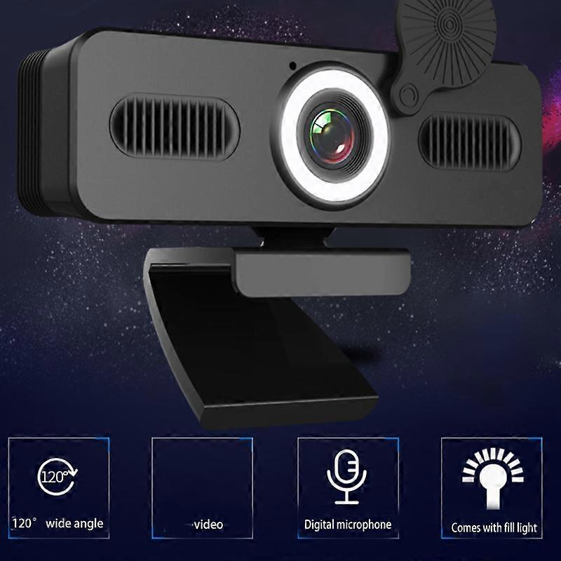 1080P/2K/4K Fill Light Webcam Auto for Focus Free Drive Web Camera with Mic Privacy Cover for Computer Laptop Video Reco Multicolor
