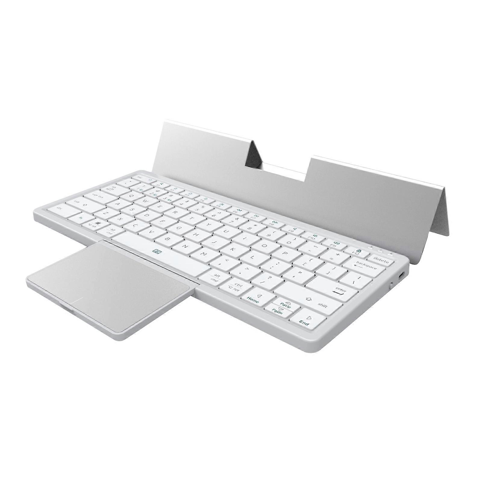 3 Channels Portable Wireless BT 5.2 Tablet keyboard with Removable PU Case Foldable Stand for Windows Android Phones  Silver