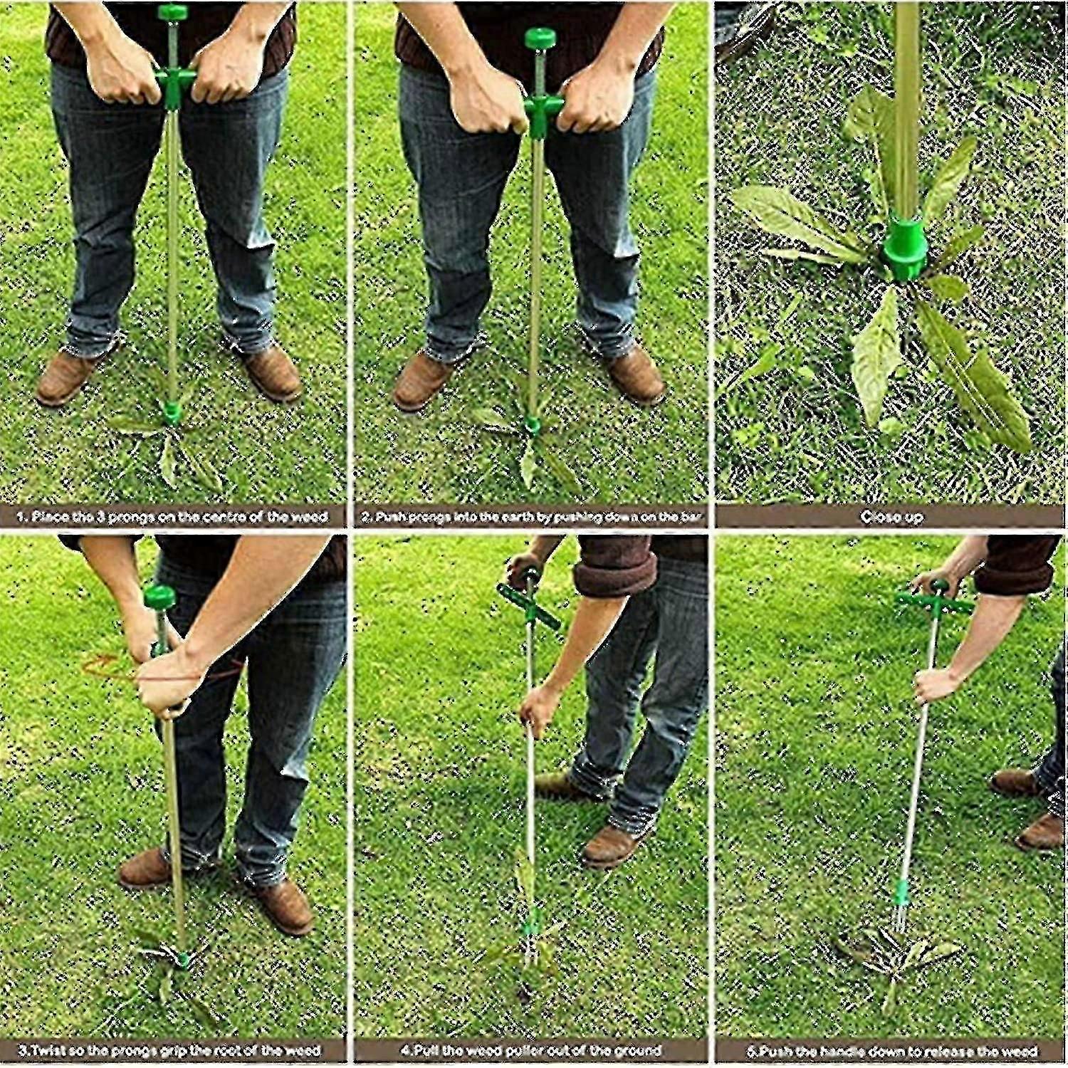 Standing Plant Root Remover Weed Puller Tool With Claws Picker 39" Handle