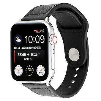 Genuine Leather Watch Strap Smart Watch Band Watchband With Rivet Fastener For Apple Watch Series 7 45mm/ Series 1 2 3 42mm / Series 6 Se 5 4 44mm -li