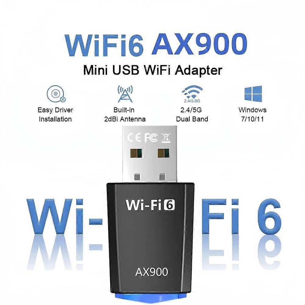WiFi 6 AX900 USB WiFi Adapter 2.4G/5GHz 900Mbps Wireless Ethernet WiFi Network Card Drive Free USB Dongle