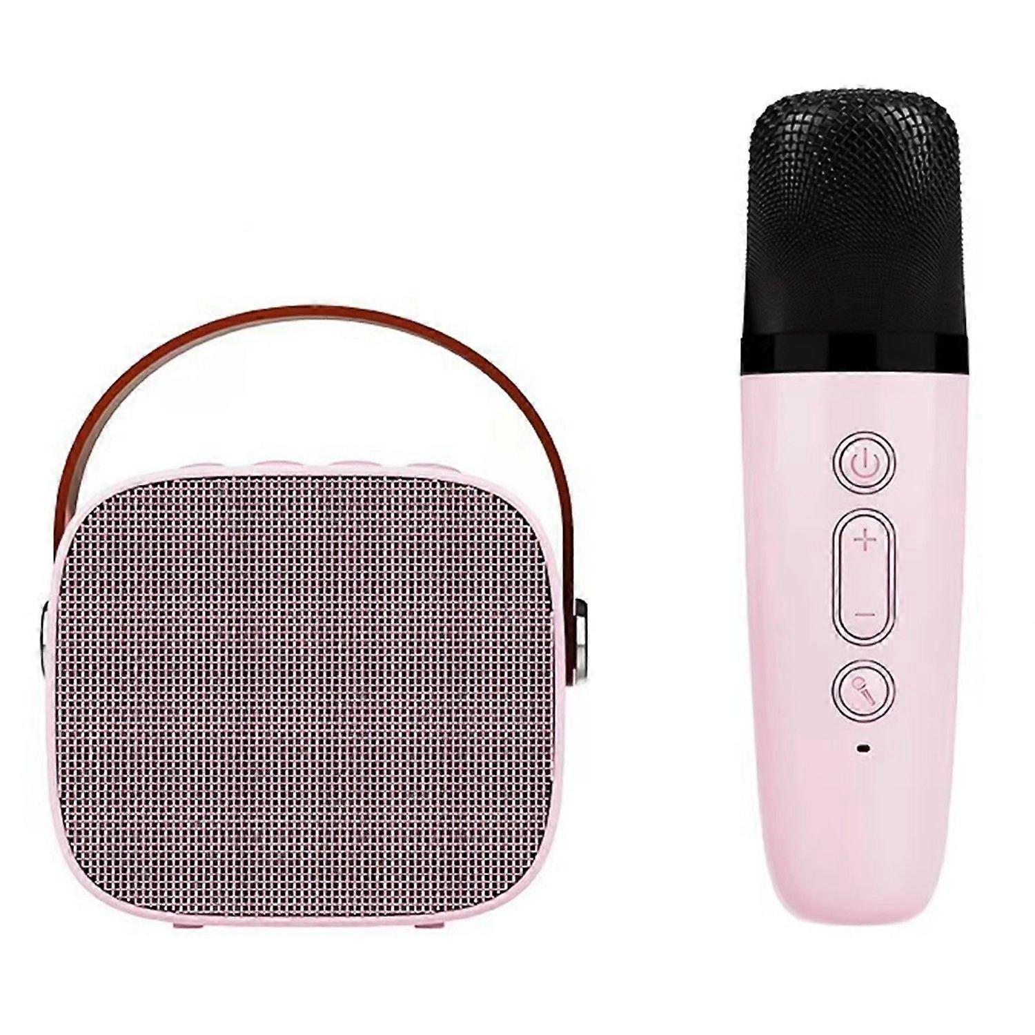 Mini Karaoke Machine, Portable Bluetooth Speaker With A Wireless Microphone, Suitable For Home Party, Pink