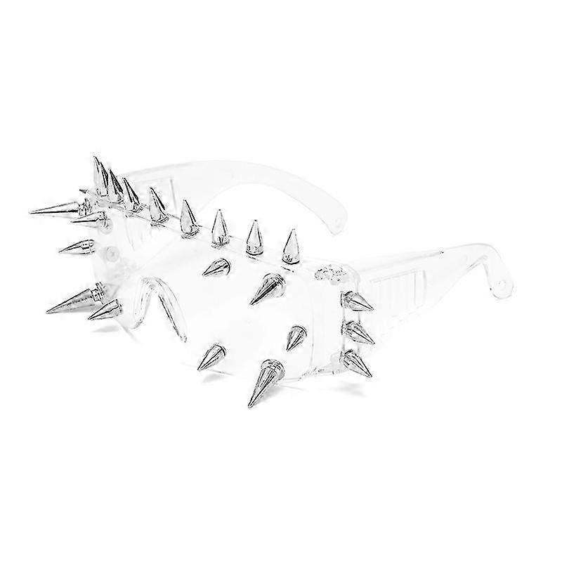 Punk Rocker Shield Spike Solglasögon för modefest - vit