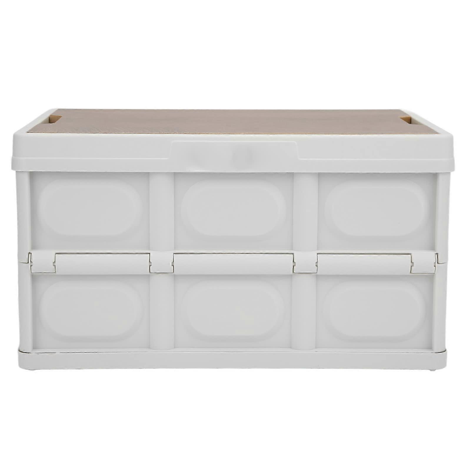 Multifunctional foldable storage box for outdoor use, thickened removable portable storage box with wooden board for outdoor use (White)