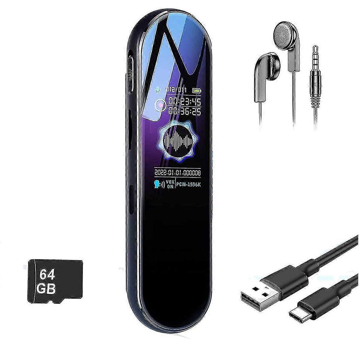 64GB Digital Voice Recorder with Playback for Lectures Meetings, Audio Recorder, PAS-DWDZ--Black