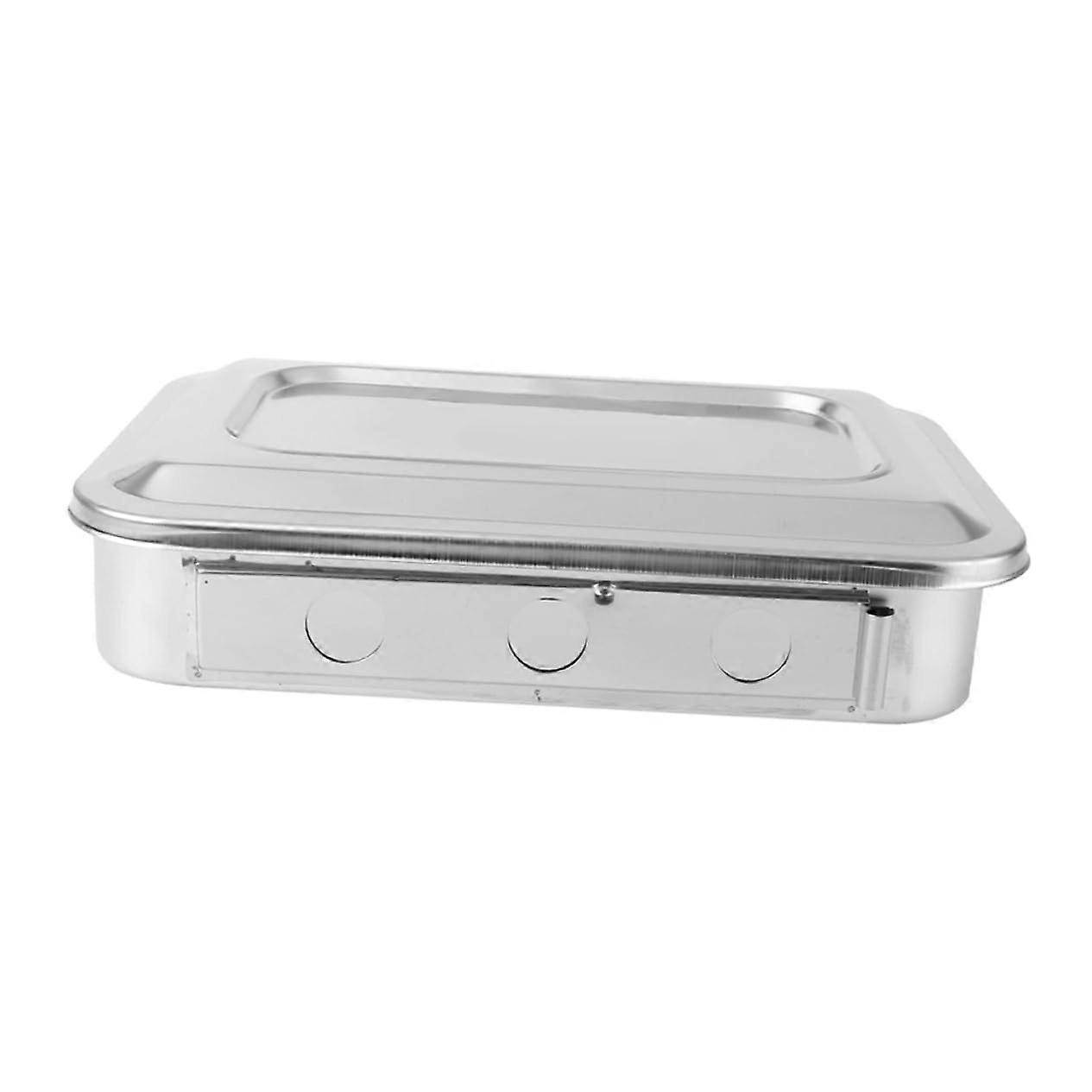 Stainless Steel Storage Box With Lid And Hole Silver Sterilization Box For Instruments Simple Case