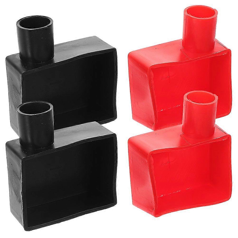 4Pcs Car Battery Terminal Protector Caps High Temperature Silicone Battery Terminal Insulator Covers Soft Terminal Protection for Car Battery Electrod