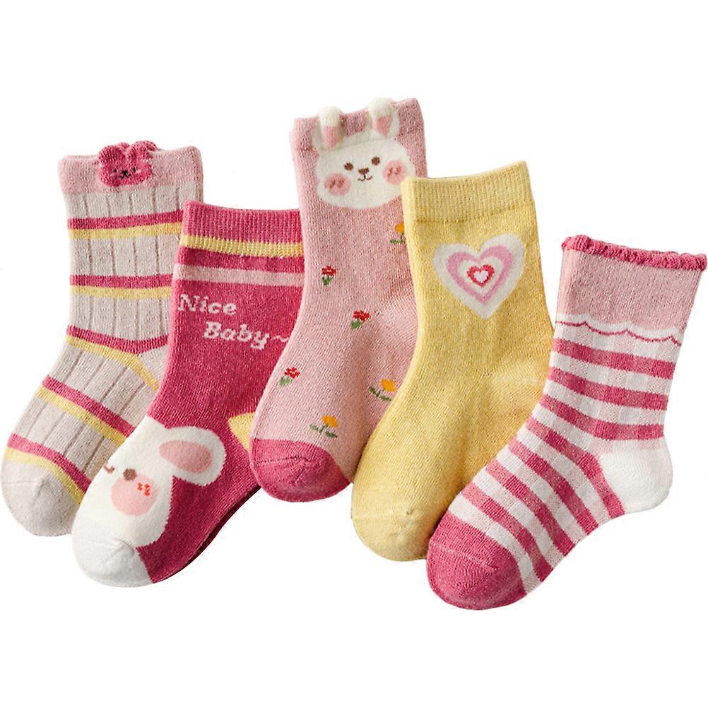 Children Socks Cut Mid-Calf Cotton Socks Fashionable Style 5 Pairs