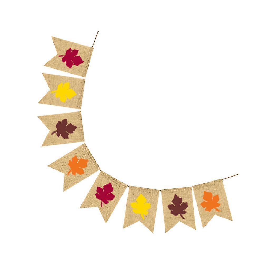Burlap Thanksgiving Banner Dovetail Shape Linen Swallowtail Garland Bunting Flag 1Pack For Thanksgiving Party Organizers Decor