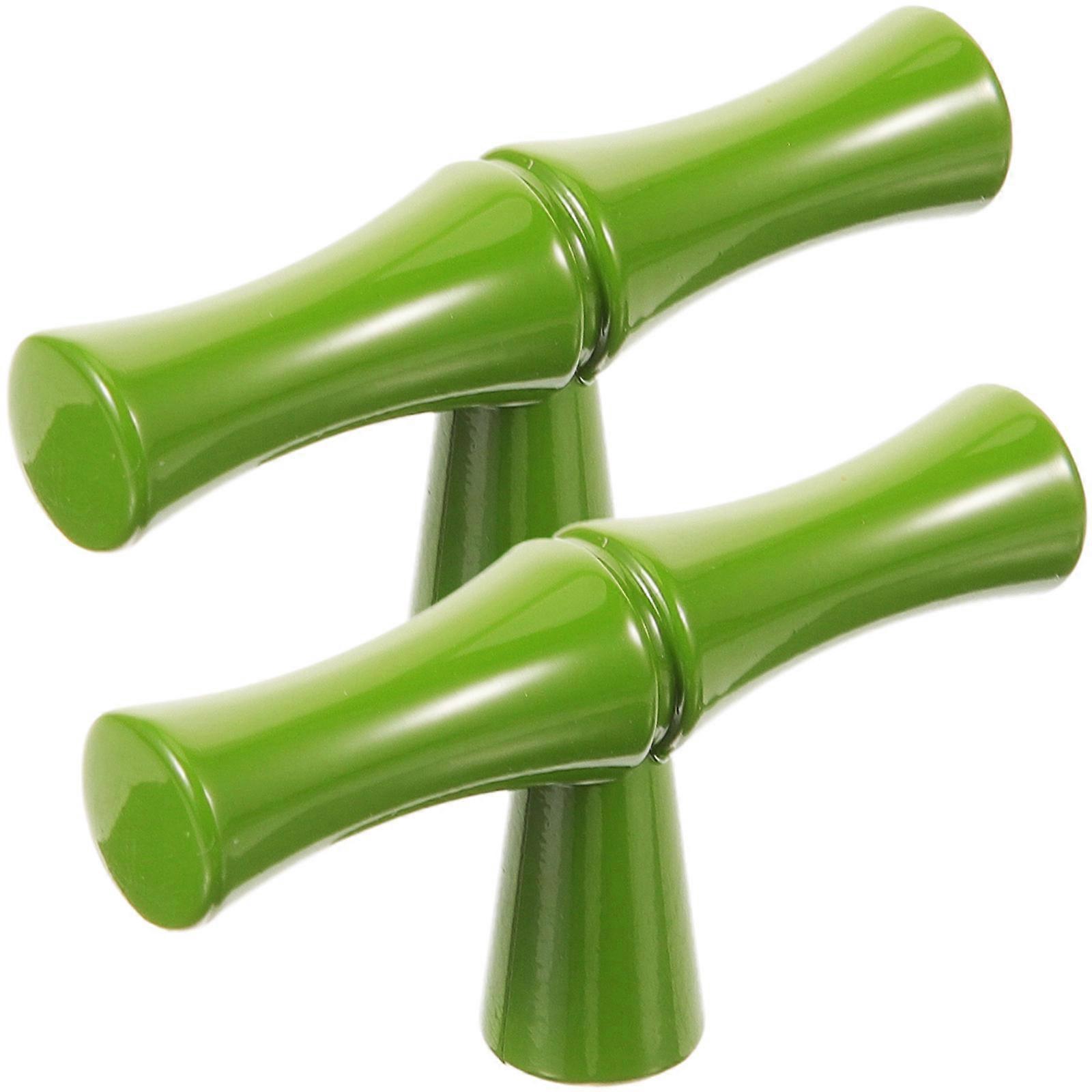 Ergonomic Bamboo Handle Cabinet Pulls in Zinc Alloy for Drawer 2Pcs