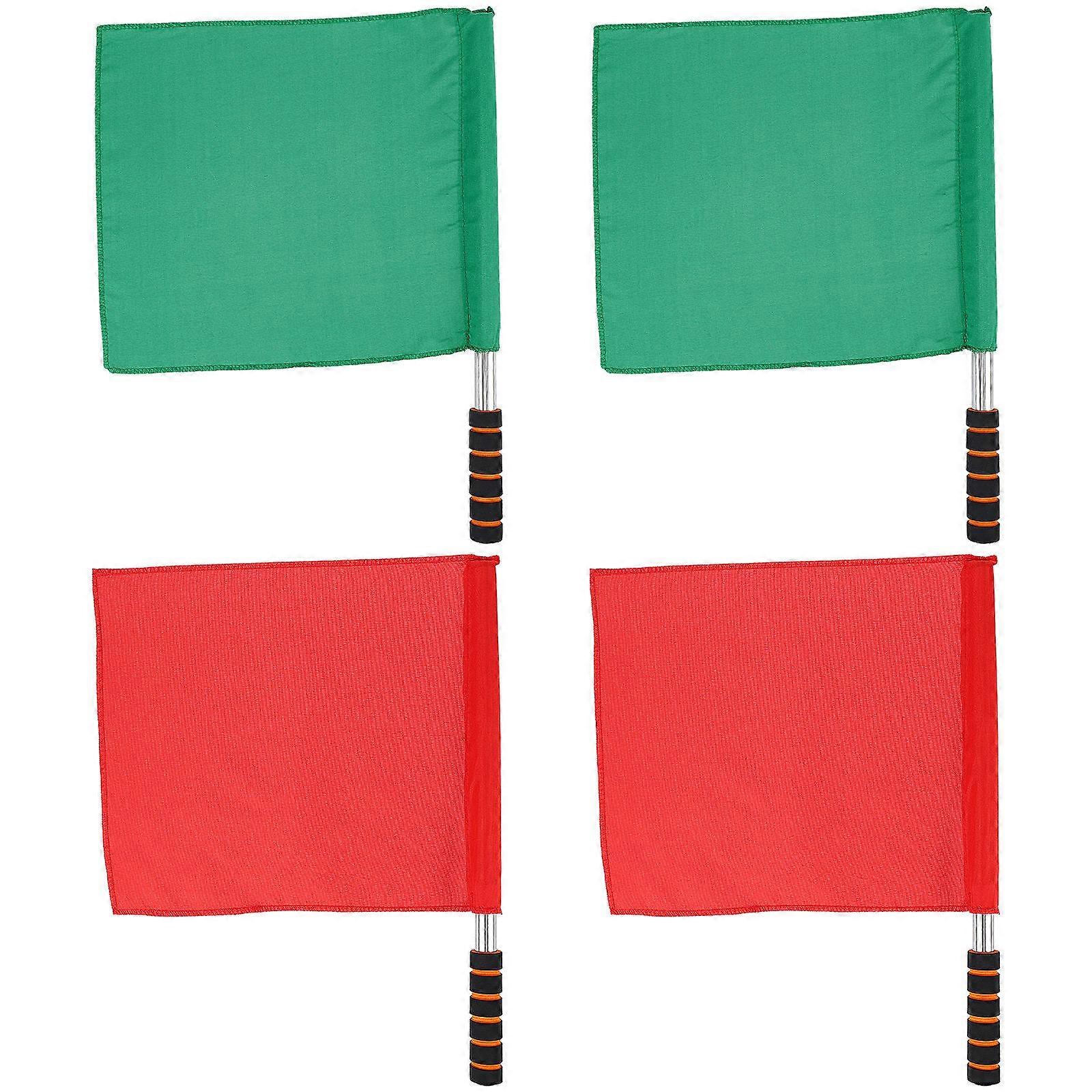4pcs High Visibility Red & Green Handheld Signal Flags for Referees – Ideal for Sports Events Including Football, Volleyball, and Athletics