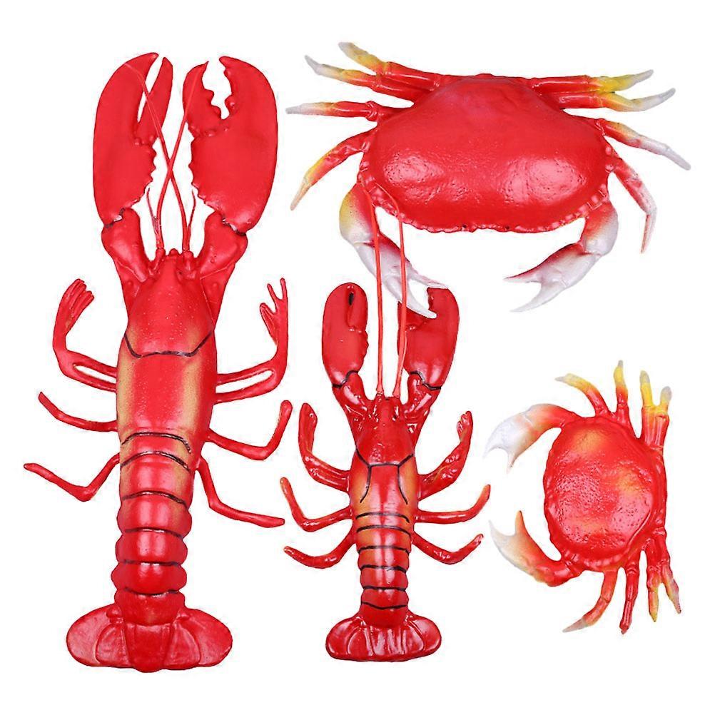 Artificial Crab Model Aquarium Ornaments Decorative Item Beach Party Red 4Pcs
