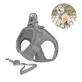 Petit harnais pour chien, harnais pour chiot, harnais doux pour chien et ensemble de laisse avec un collier réfléchissant Meilleur cadeau Meilleur cadeau-M-Grey