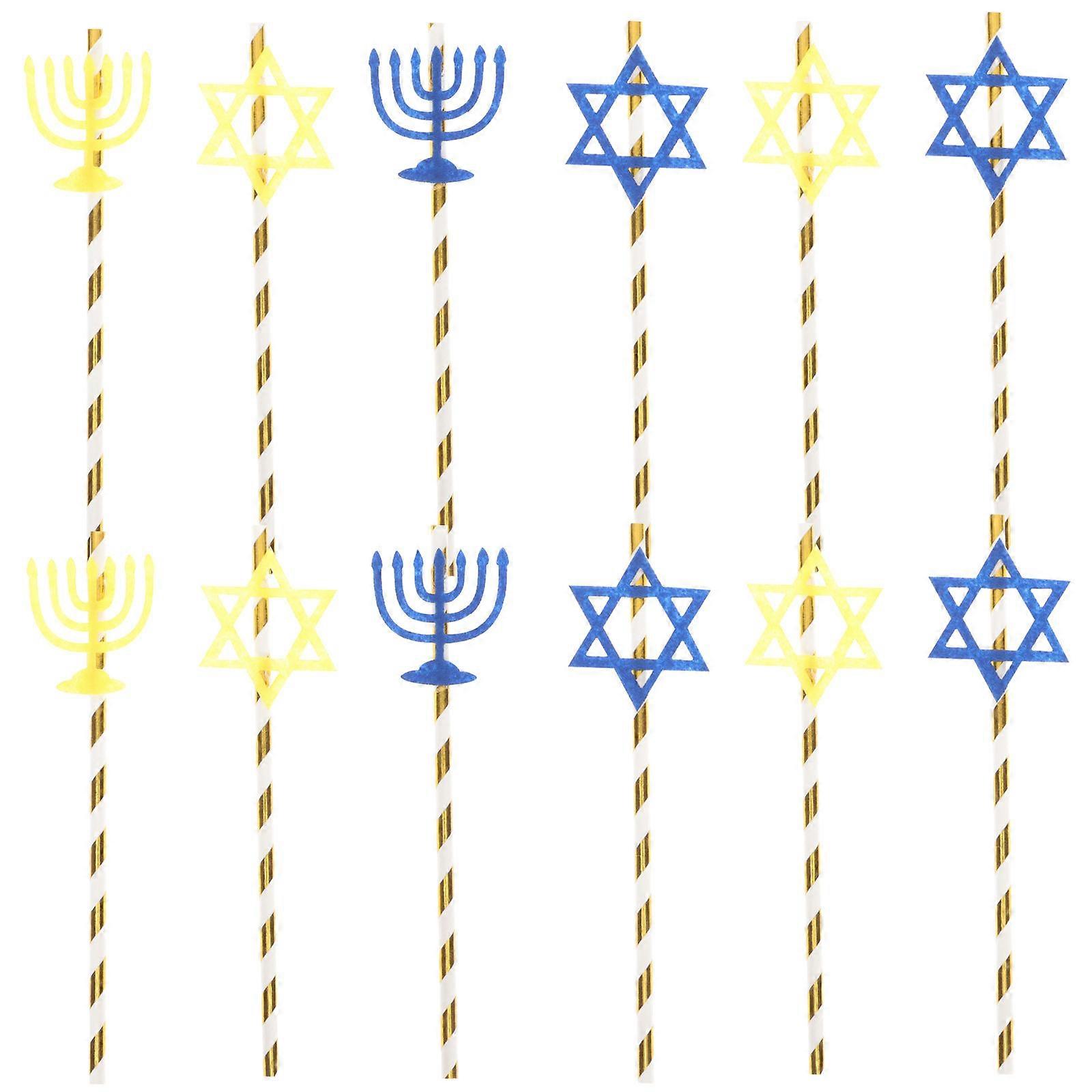 Mixed Color Straws Drinking Straw Hanukkah Party Decoration 19 5x4 5cm 20Pcs