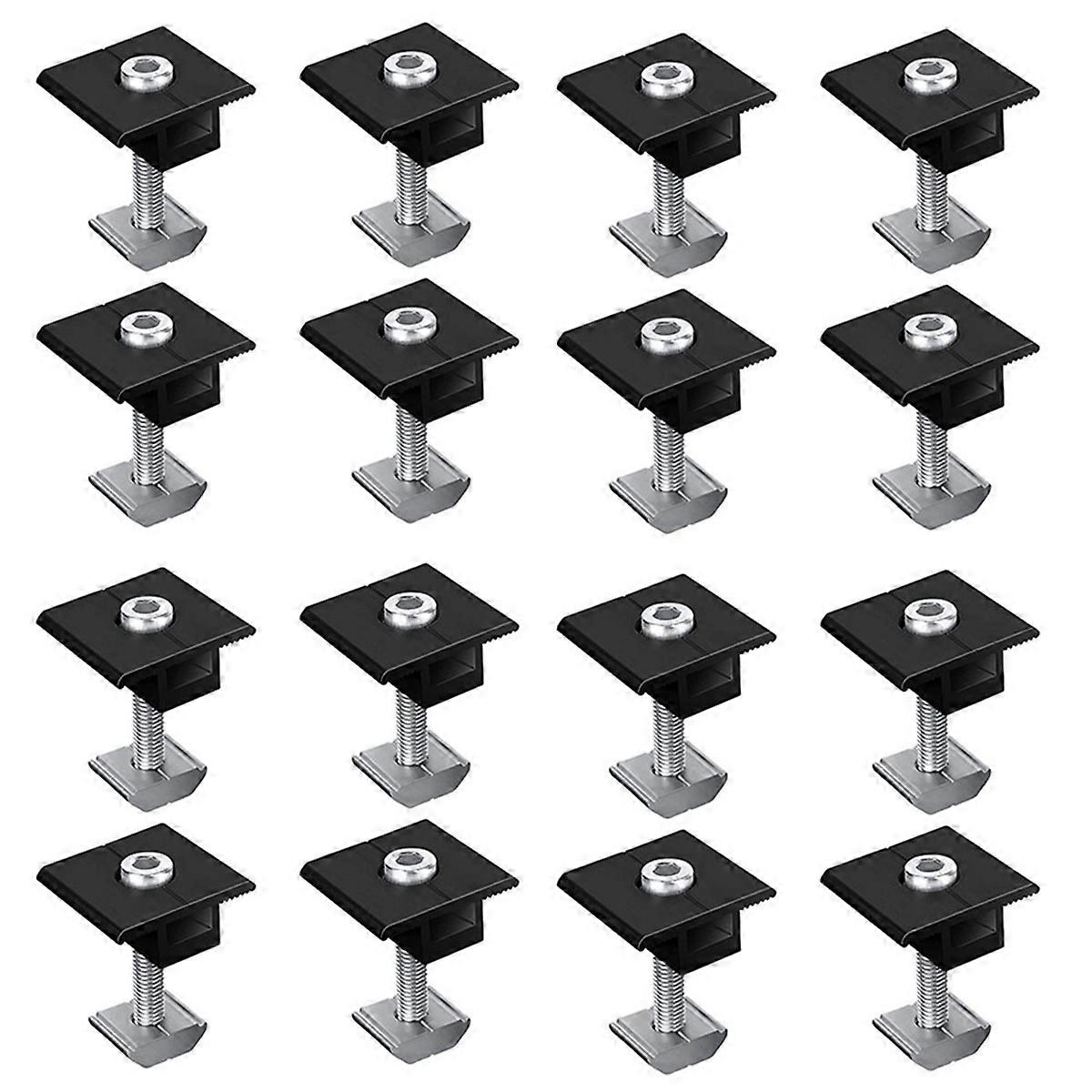 8Pcs Centre Clamp 30mm Black T-Shaped Centre Clamp for Solar Panel