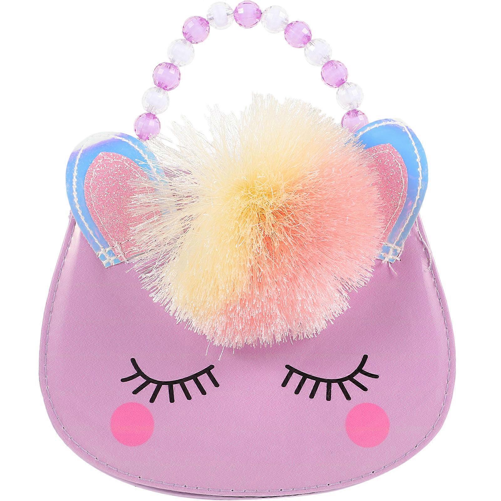 Little Girl Shoulder Bag Unicorn Handbag for Girls Everyday Use Purple 21x17cm Storage 1Pcs