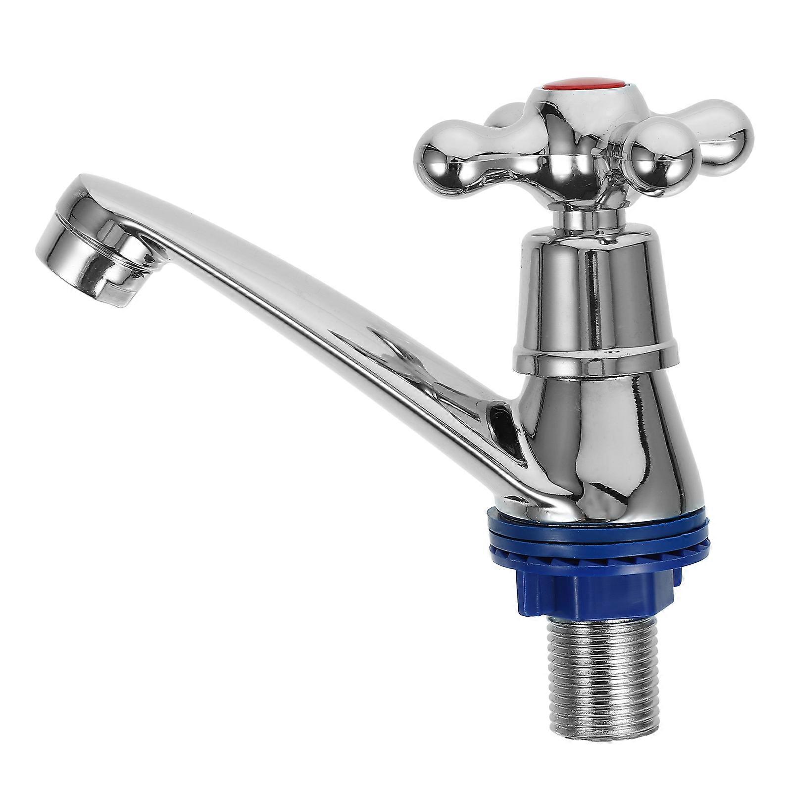 Sink Faucet Lavabo Single Hole Cross Bibcock Durable Alloy Bathroom Use 12.50X8.80X7.00CM 1Set