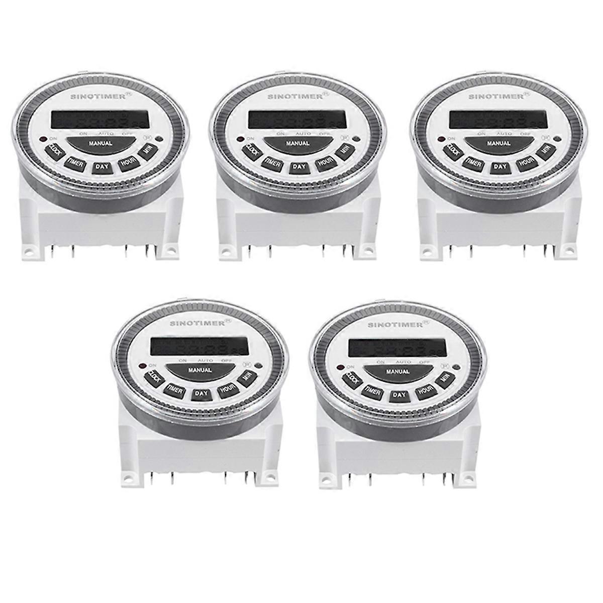 5X Tm-619H-2 230Vac Weekly Programmable Digital Timer Lighting Switch Output 220V Voltage with Cover