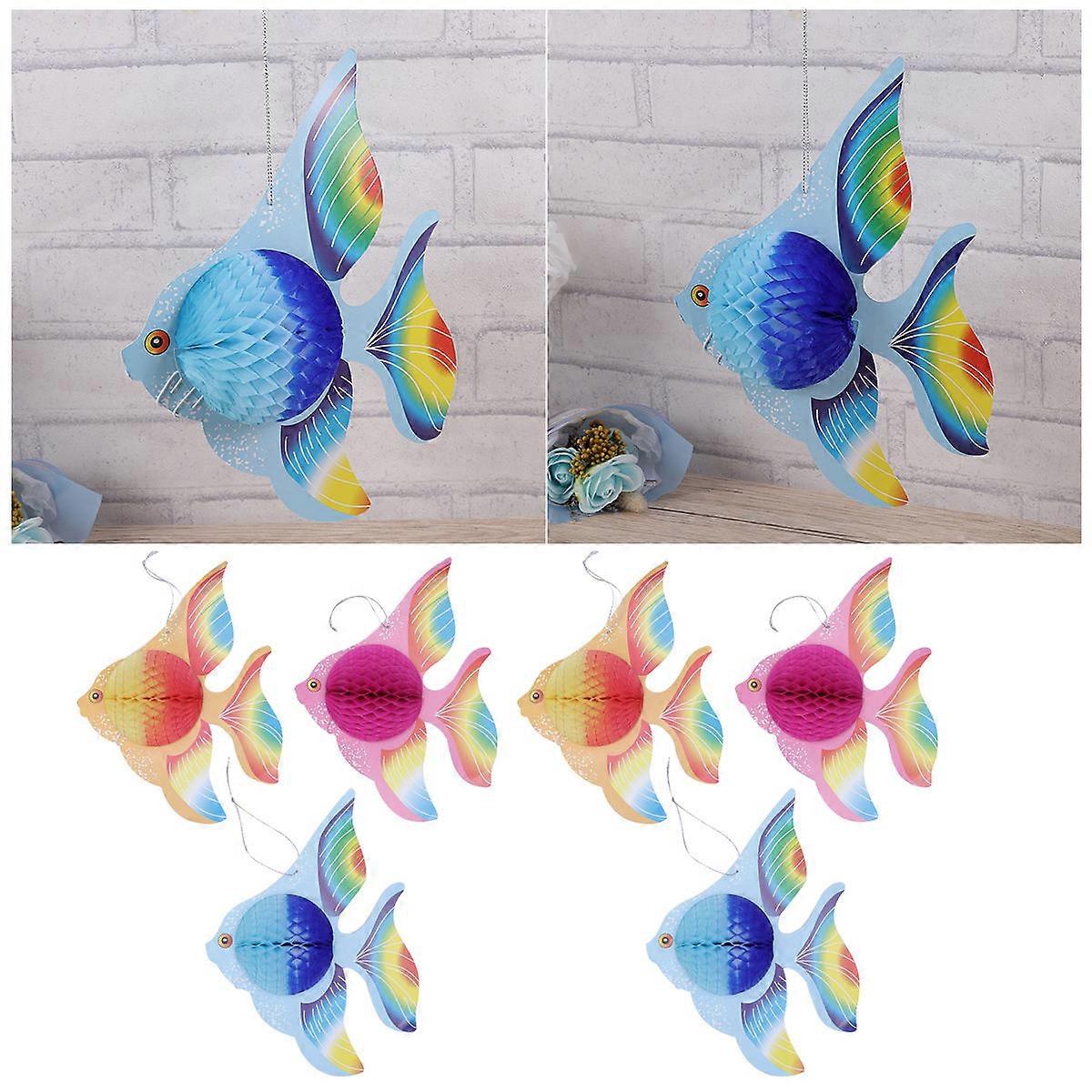 Fish Themed Party Decorations Tissue Paper Goldfish Tropical Style 6Pcs Gold