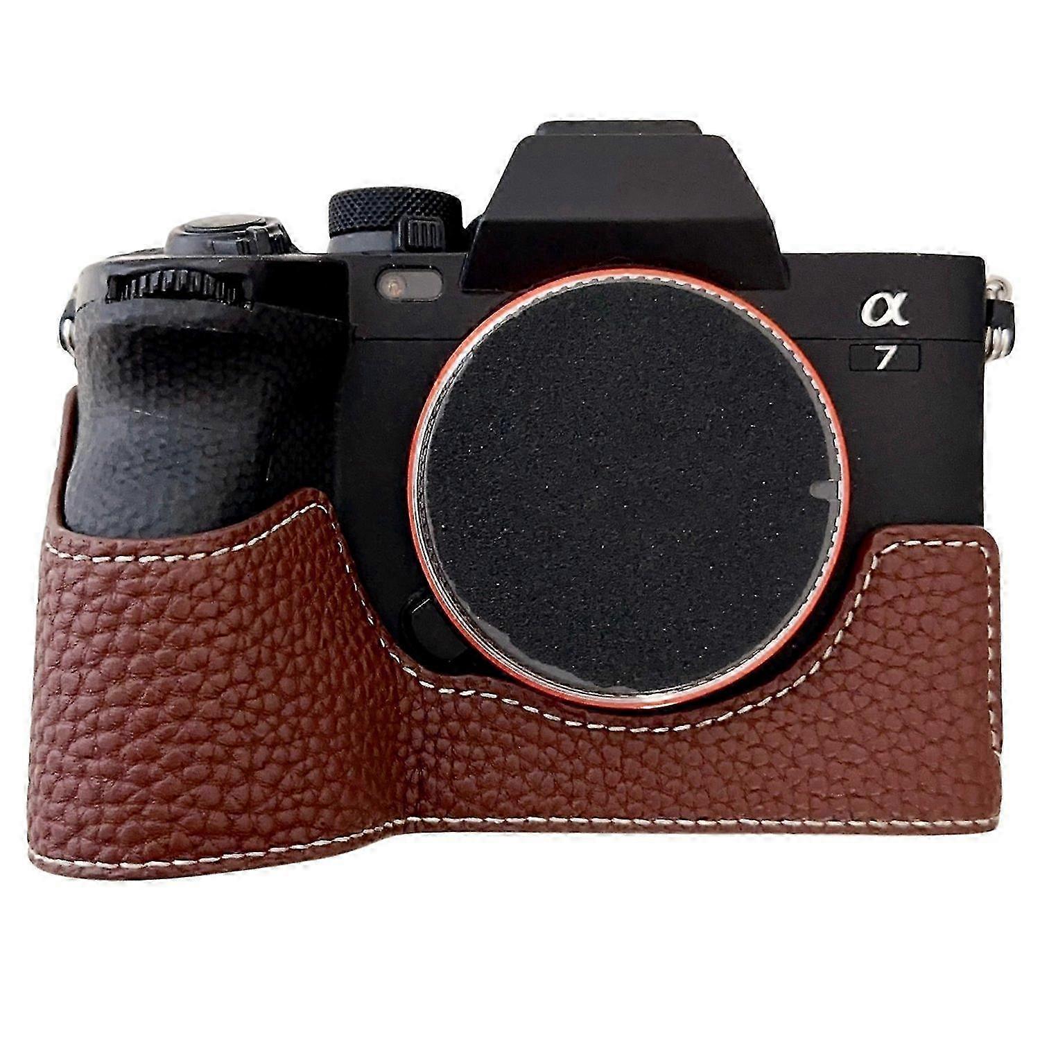 Large Cutout Camera Case for Compatible with Certain Brand A7R V / A7 IV / A7S III / Alpha 1, Litchi Texture PU Leather Protection