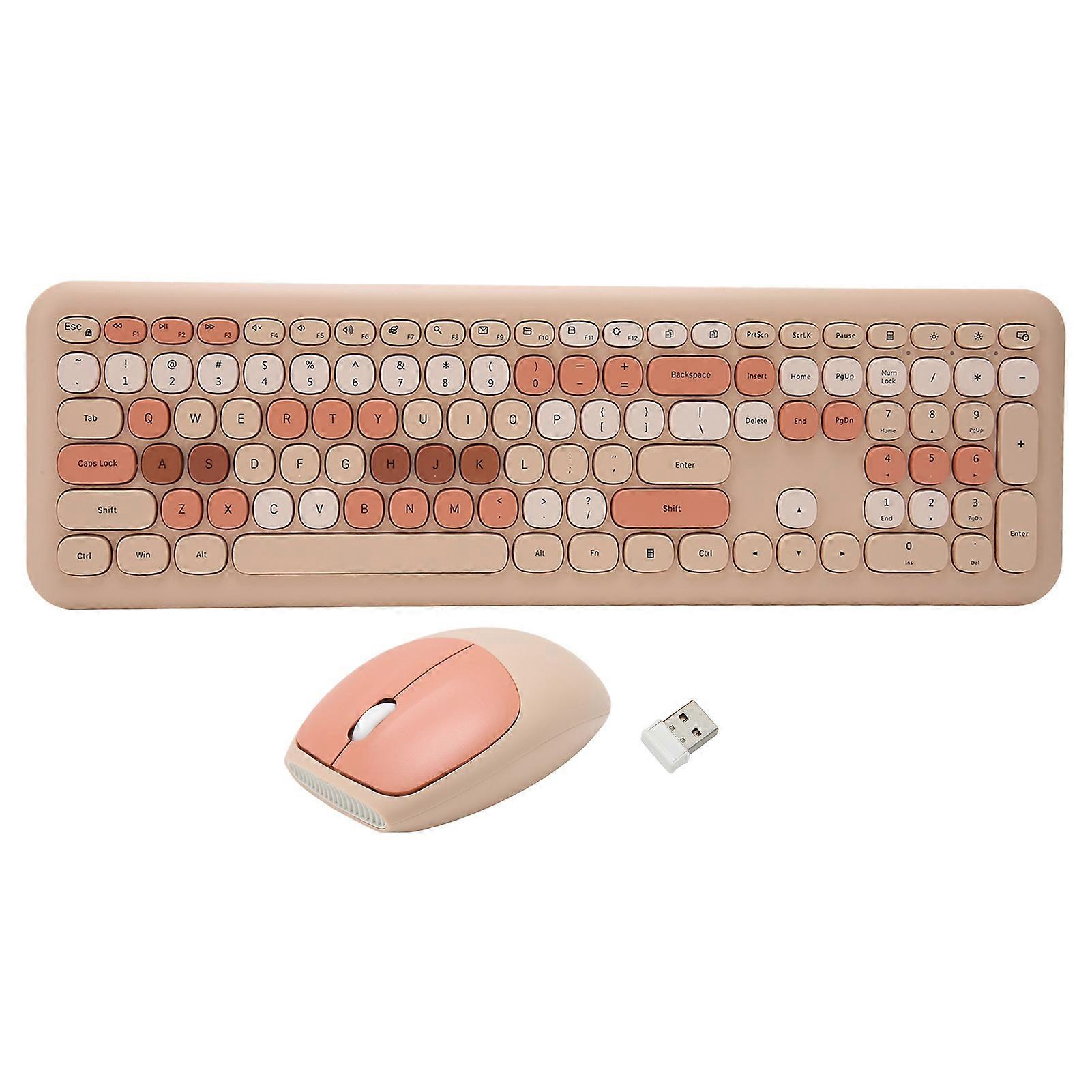2.4GHz Wireless Keyboard and Mouse Combo, Contrasting Colors, 110 Round Keys, for Family or Office Gaming