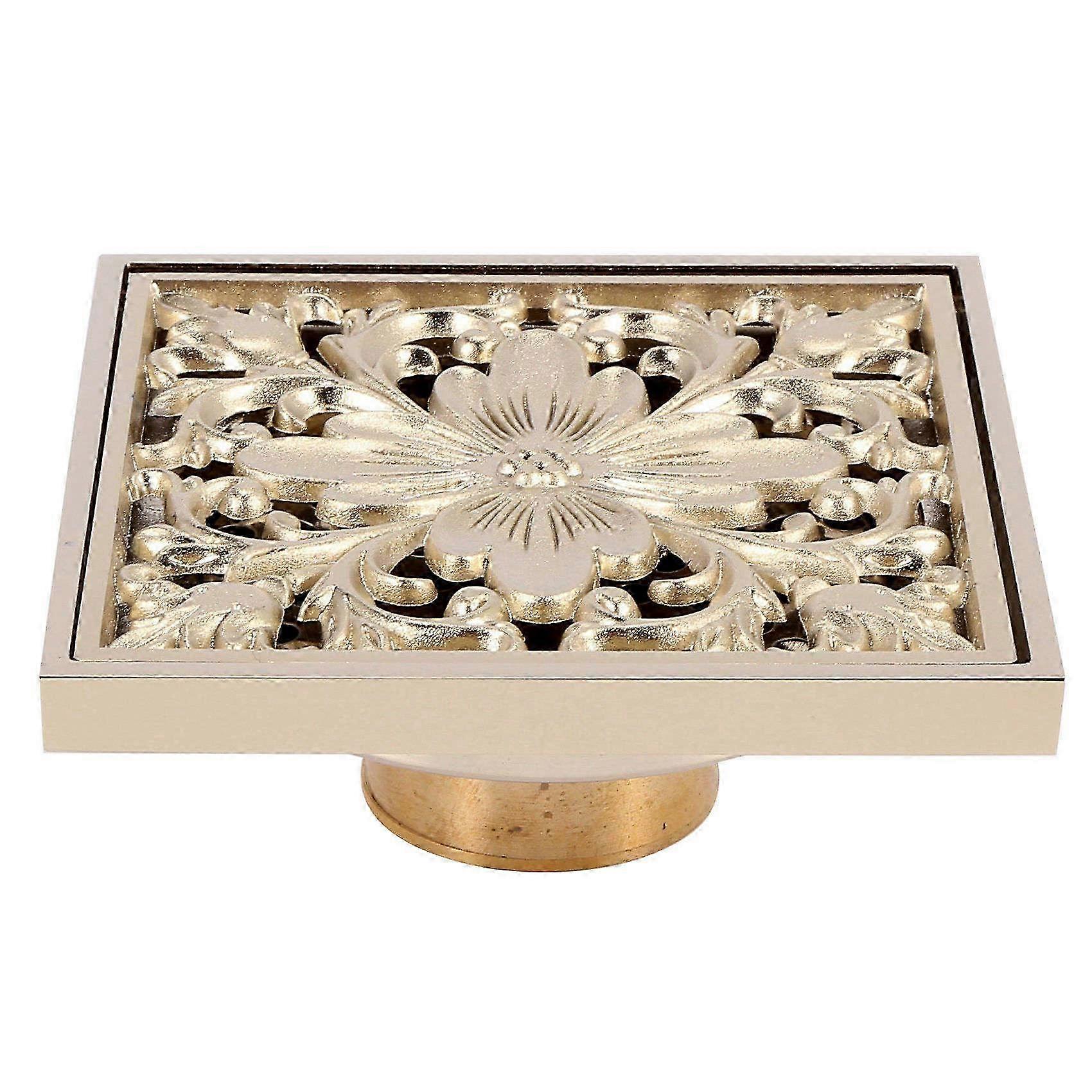 Gold Square Floor Drain Shower Ground Drainer with Strainer Filter Drainage Clean for Bathroom Washr Edition 0703