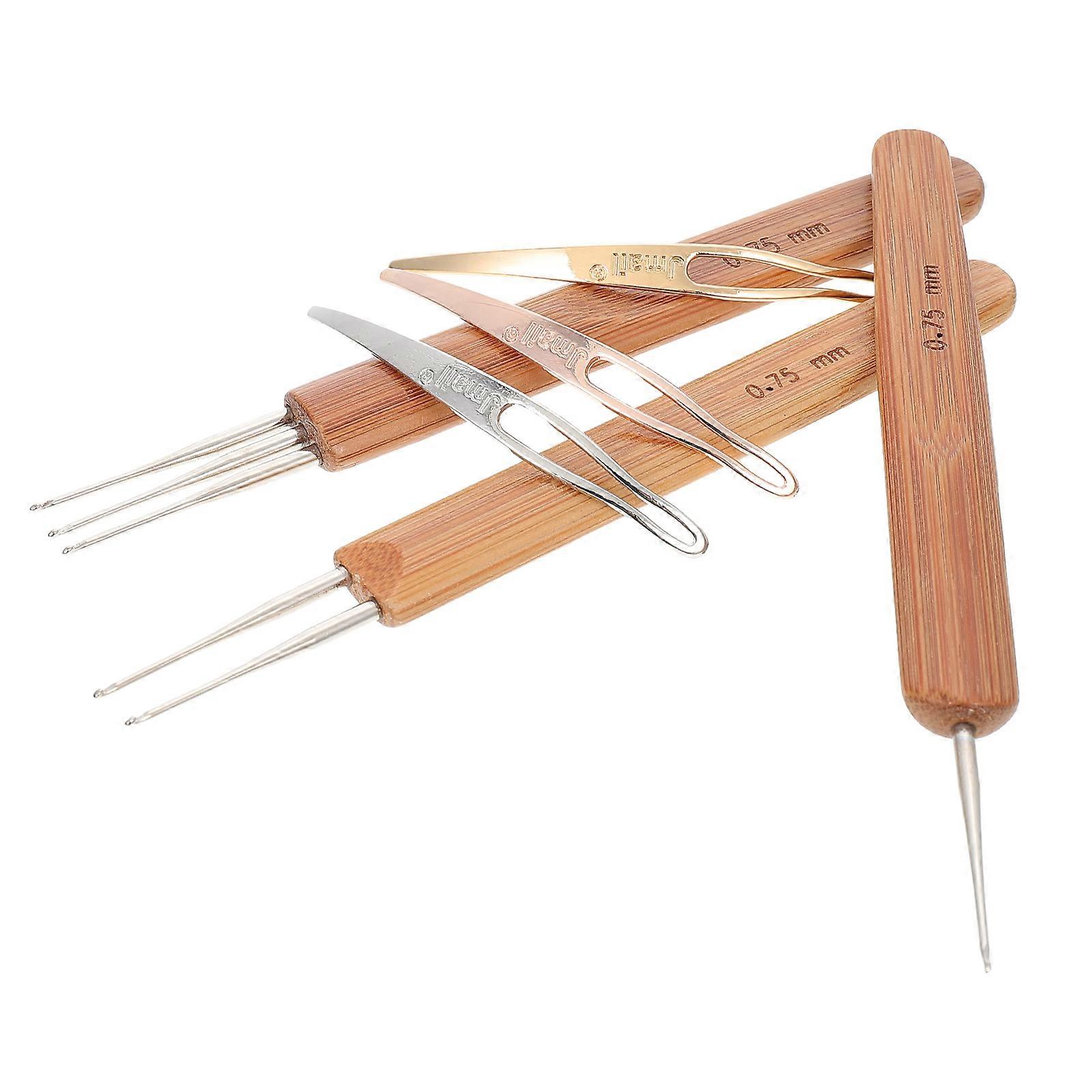 Braiding Crochet Needle Tool for DIY Projects Wood Material Comfortable Grip Handles 1Set