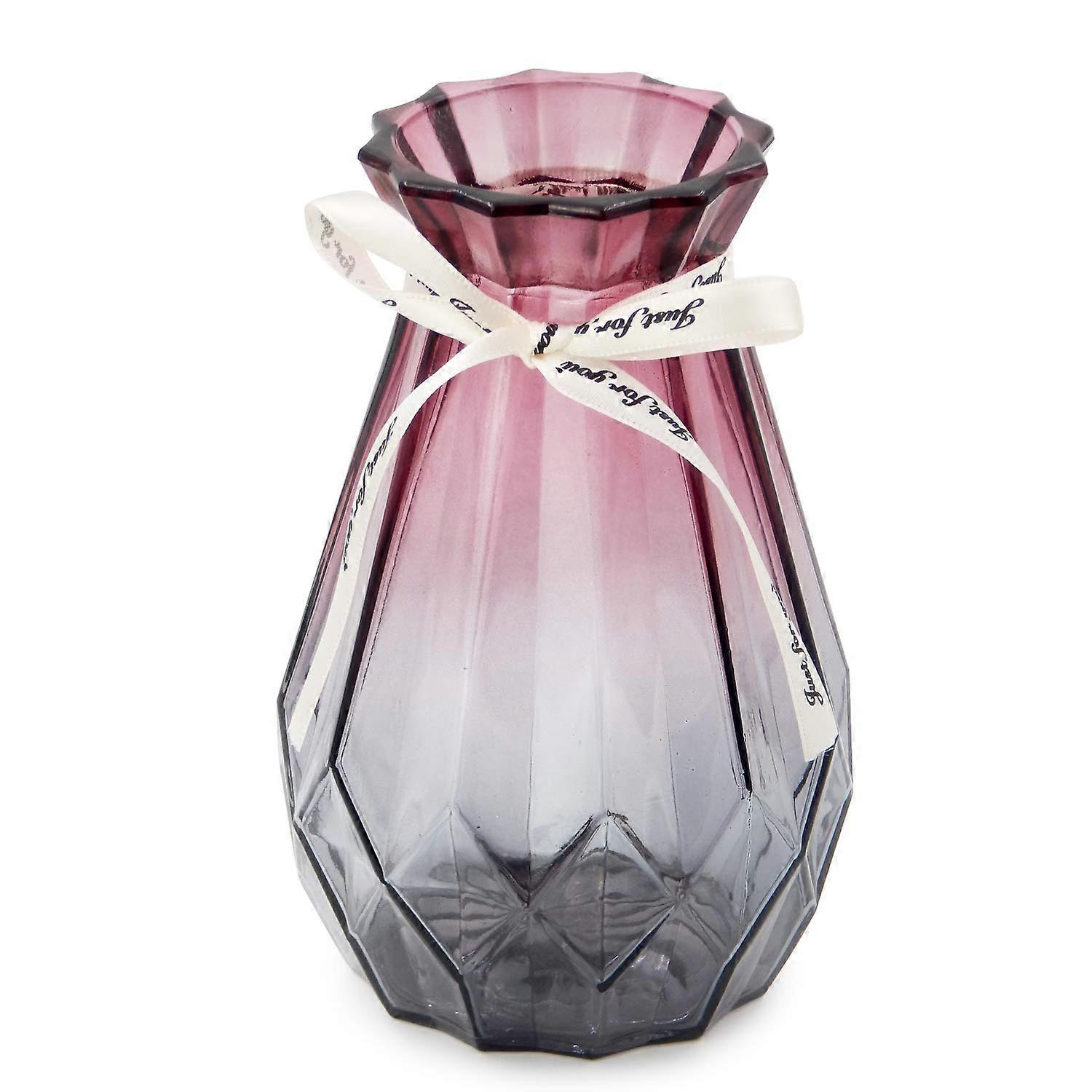 Gradient Glass Vase Multicolor Geometric Faceted Design for Decor