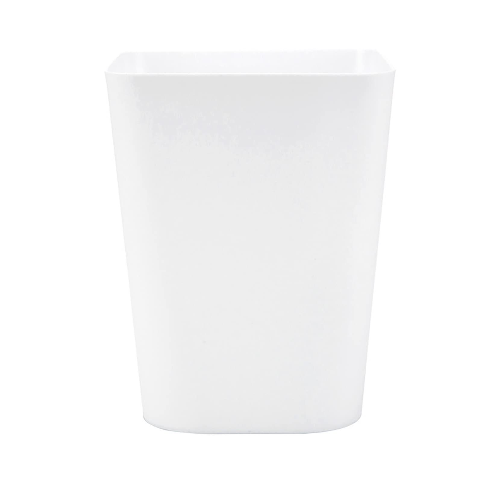 Plastic Waste Bin Square Rubbish Bin for Kitchen 10L White Plastic Garbage Basket Without Lid