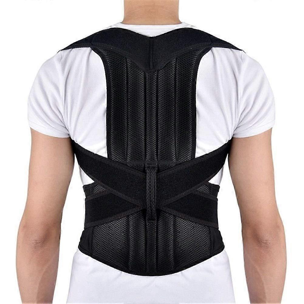 Posture Corrector, Shoulder And Lumbar Back Brace, Adjustable Back Support, Black Size L