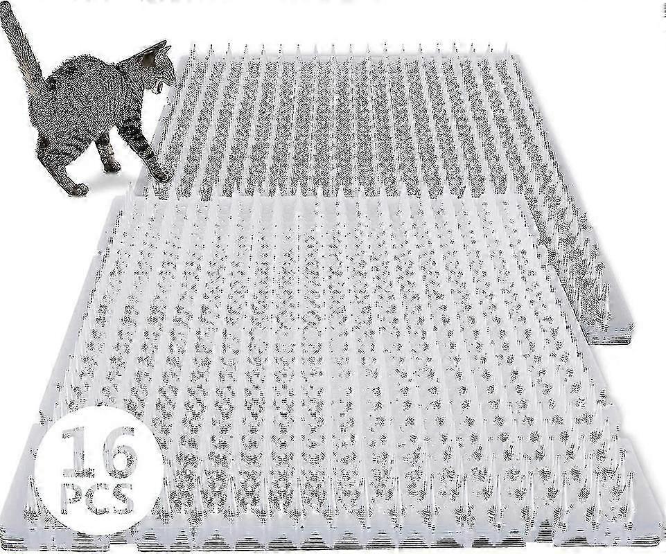 16 Pack Cat Repellent Outdoor Scat Mat Cats Dogs Plastic Mats With Spikes Clear Spiked Deterrent Training Pet Mat Cat Repellent Mats For Indoor Outdoo