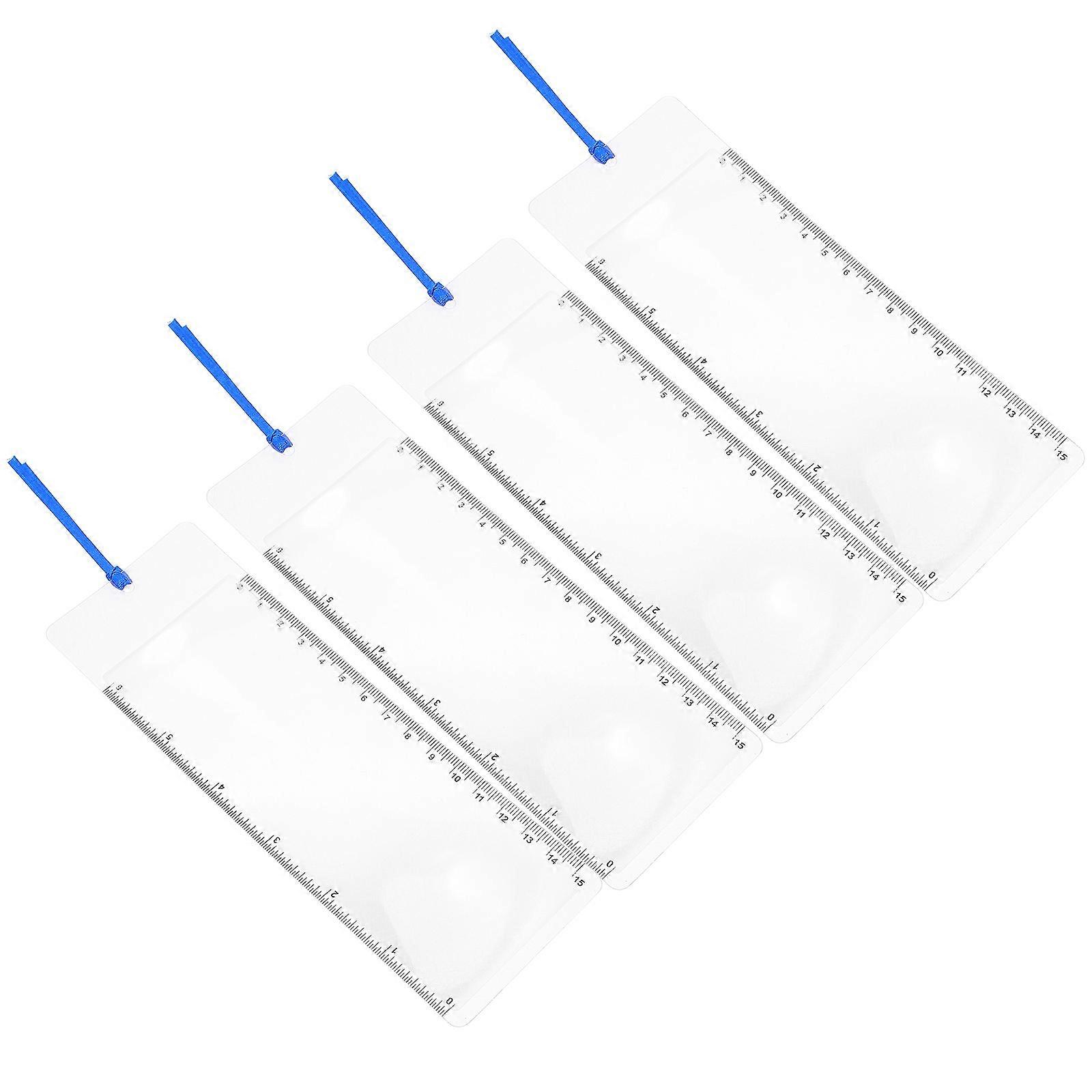 Credit Card Sized Magnifying Lenses Magnifier With Ruler Portable 3x Magnification Bookmark For Reading 4Pcs