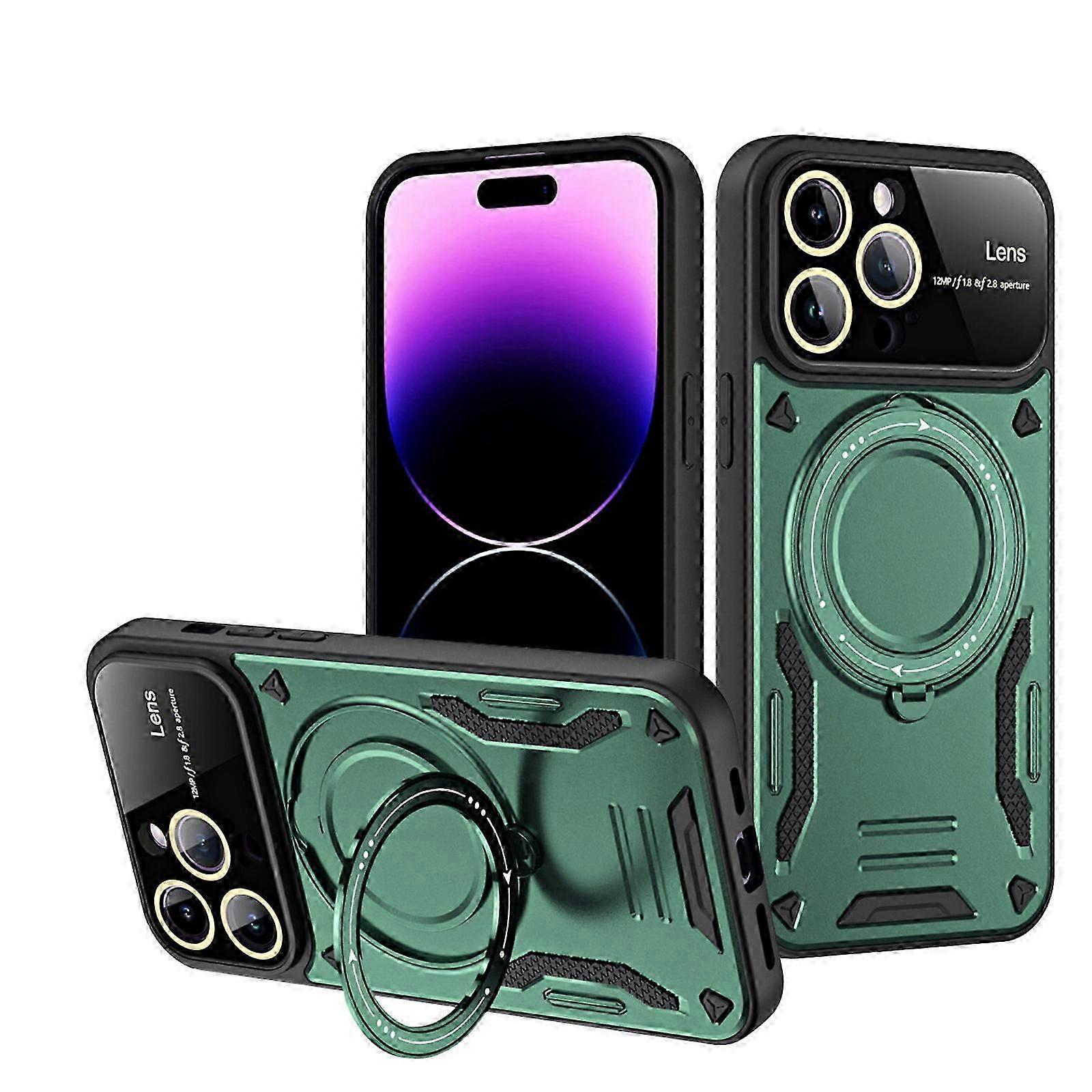 for iPhone 15 Pro Max/15 Ultra 6.7 Magnetic Case with Ring Stand, [360 Rotating Invisible Kickstand] [Compatible with Magsafe] TPU+PC Protective Cover