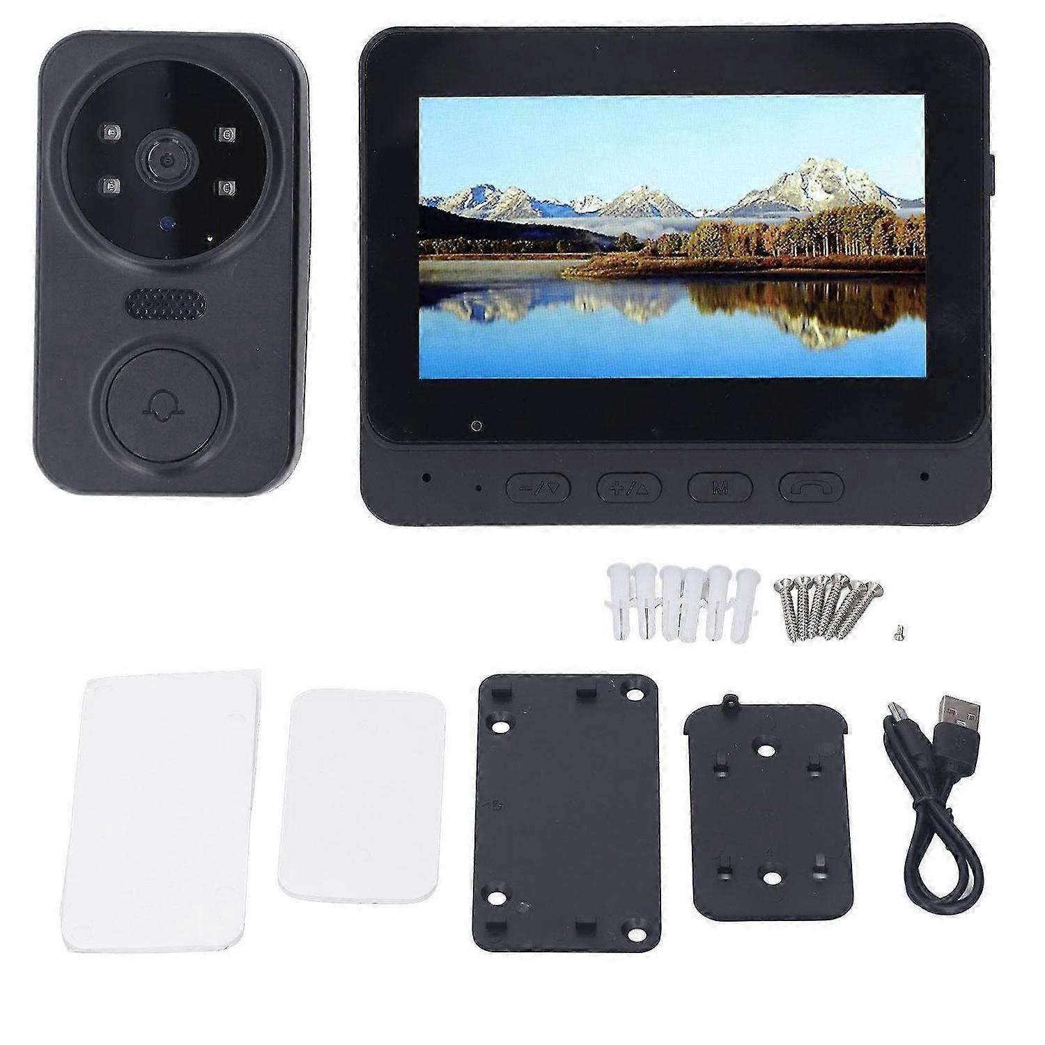 4.3in IPS Screen Wireless Video Doorphone System 70 View Angle 2 Way Intercom Night Vision Video Doorbell Kit DC5V 2A