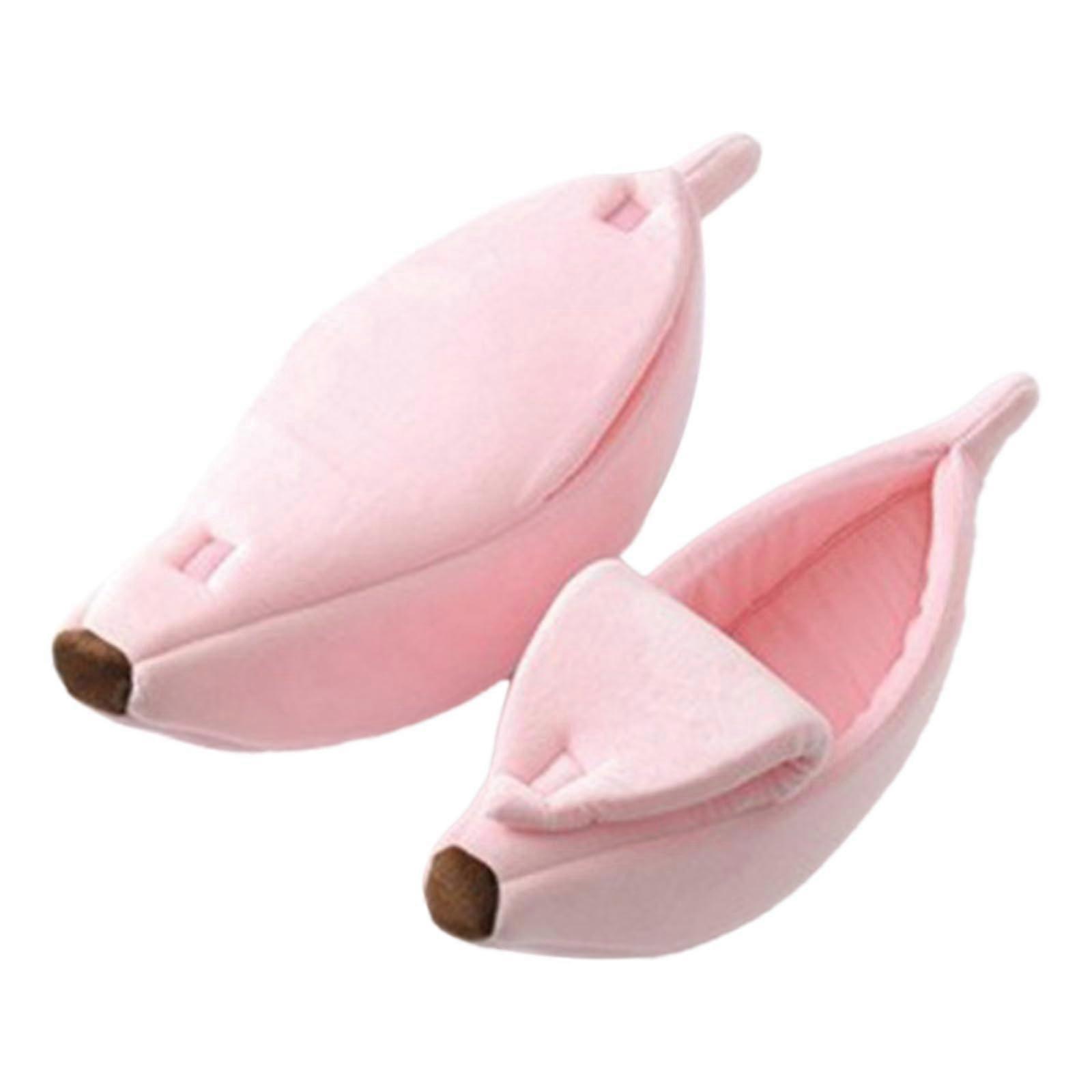 Cute Banana Cat Bed, Soft Banana Cat Bed with Half Open Lid, Pet Supplies for All Seasons, for Rabbits and Small Dogs Urd874 (Red, 65 x 25 x 18 cm)