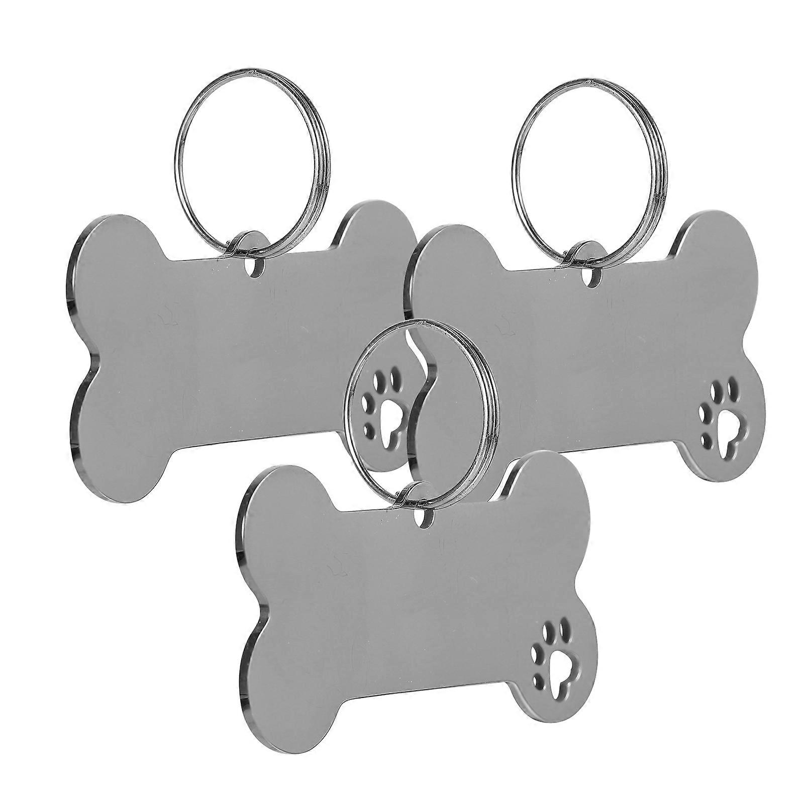 Dog Collars With Name Plate Stainless Steel Daily Use Pet Identification 2X4CM 1Set