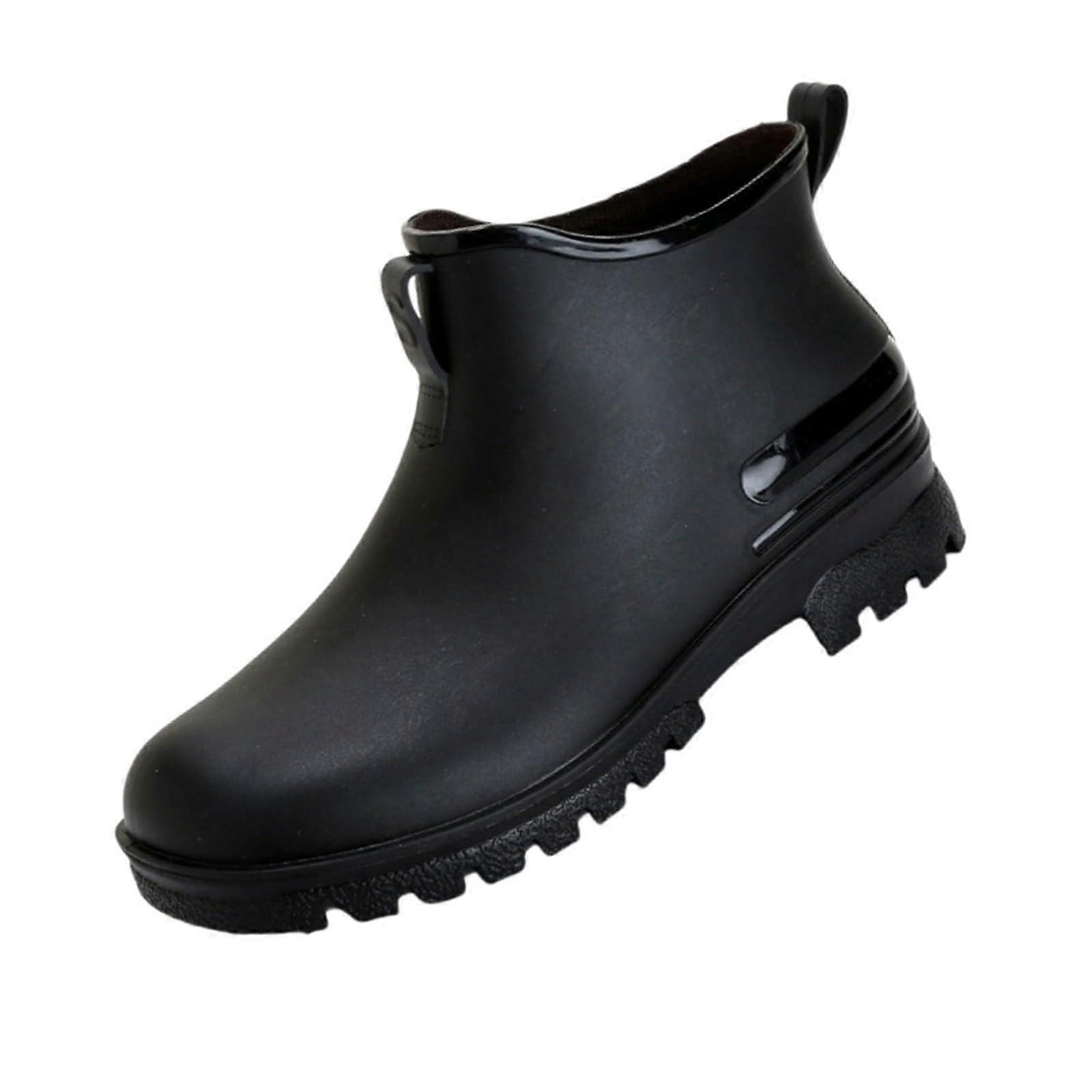 Ladies Short Rain Boots Ankle Slip On Rubber Garden Boots for Work Comfort Size 37 EU Black