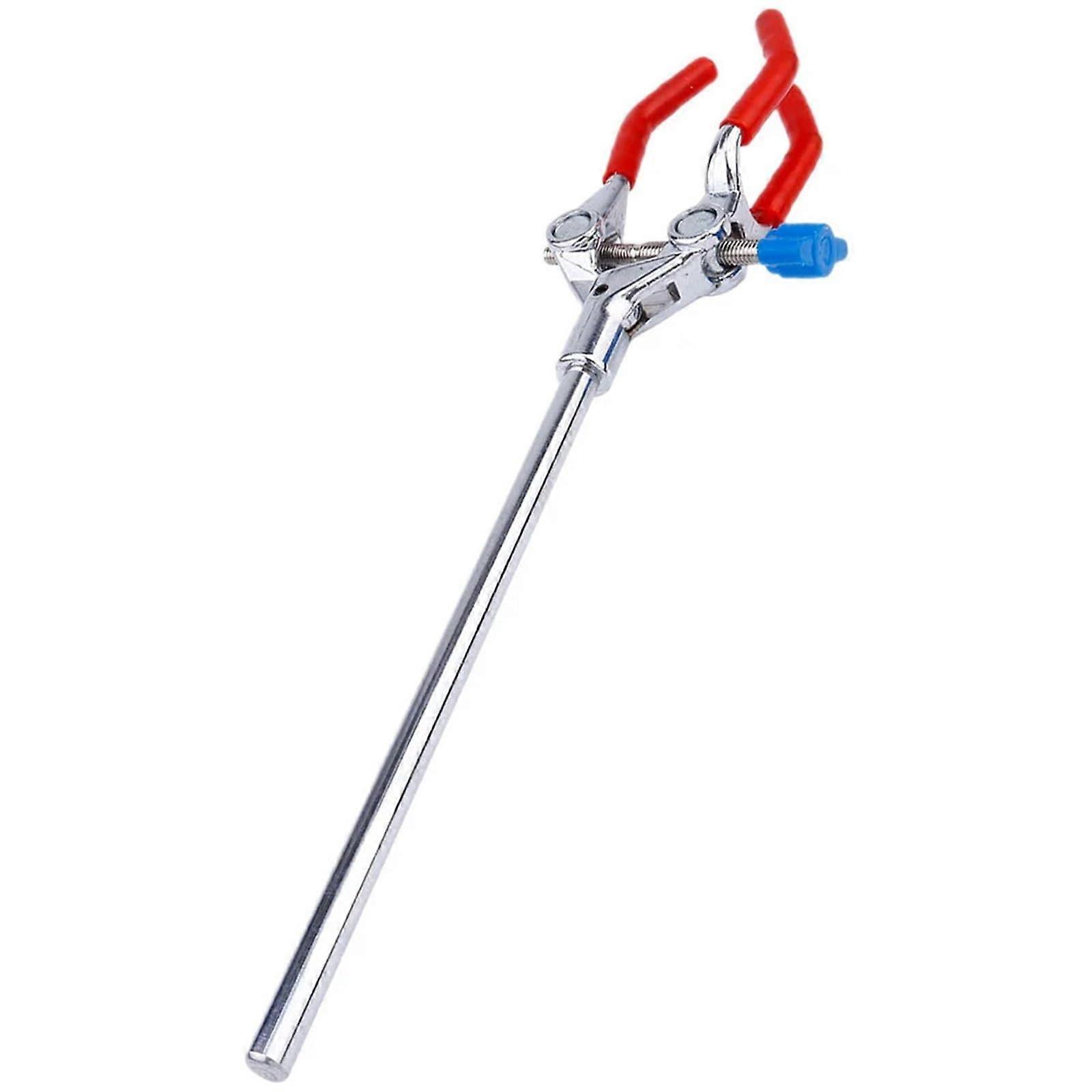 Laboratory Clamp with Adjustable Prong Fingers, Rubber Jaw, Black Stainless Steel Extension Stand for Lab Use