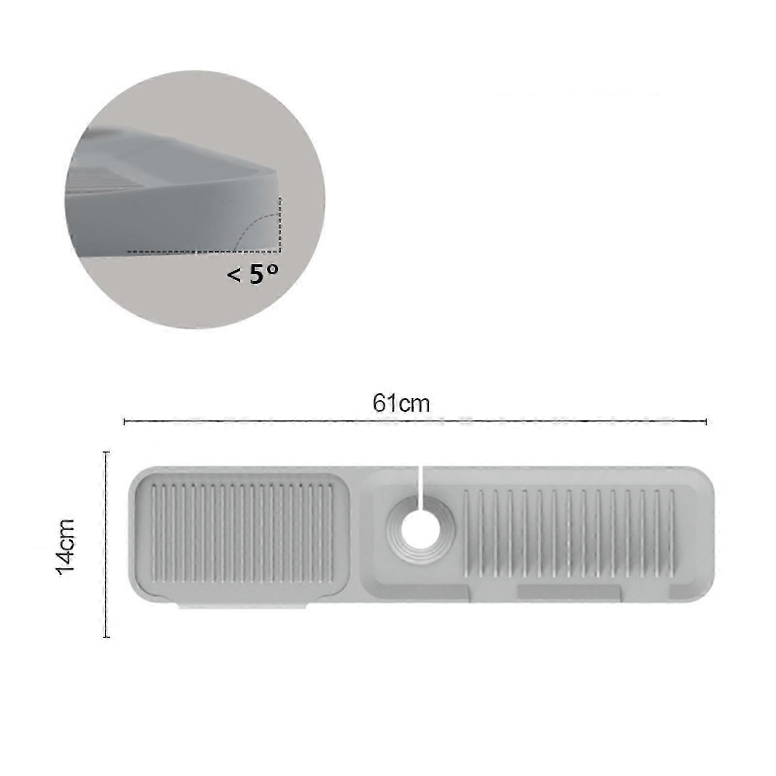 Kitchen Sink Splash Guard Behind Faucet, Faucet Handle Drip Catcher Tray, Longer Silicone Sink Faucet Mat Dish Soap Sponge Holder for Bathroom