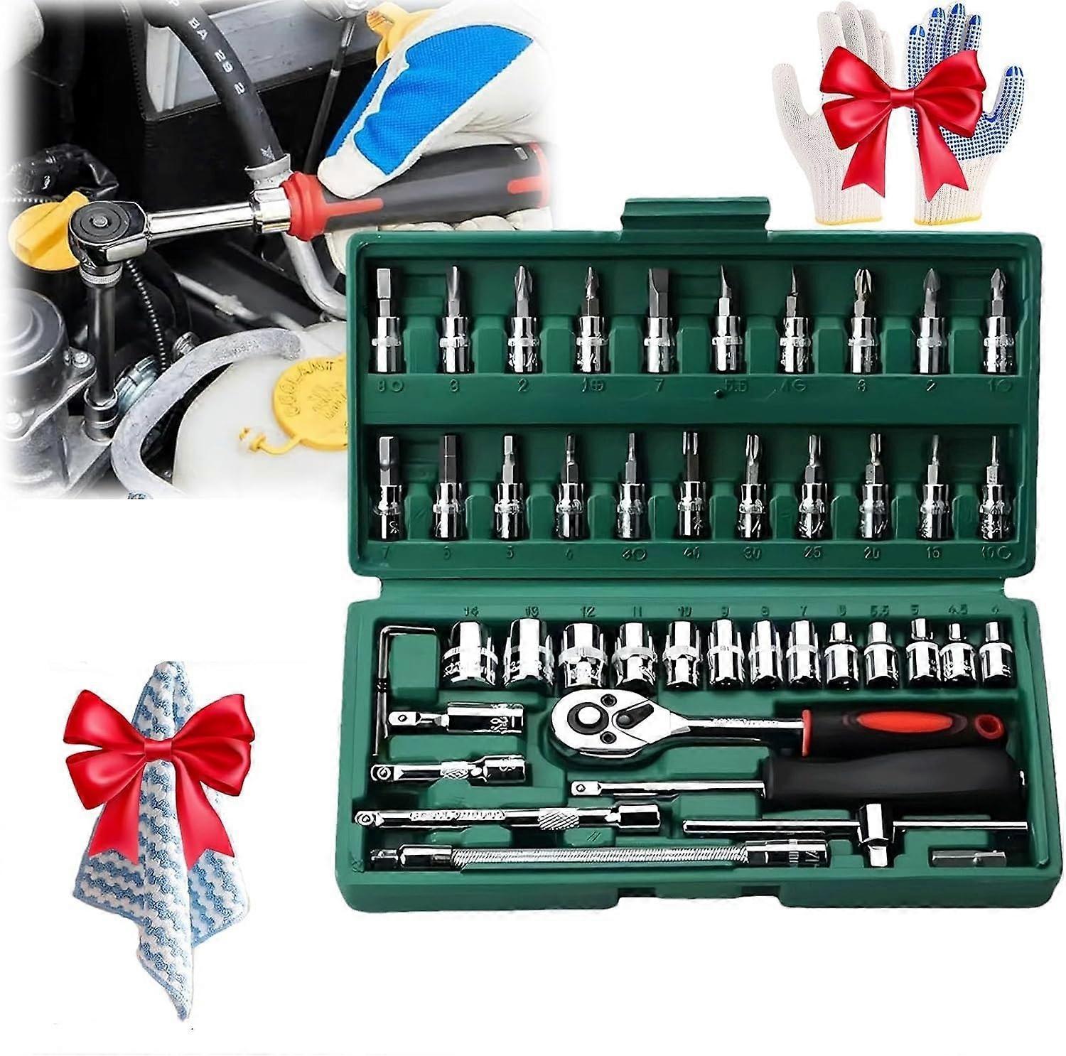 Wireless Electric Ratchet Wrench Set with Storage Case, 46 Tools, 3/8 Drive Ref: 1317