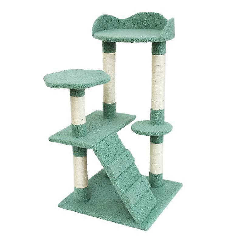 Green Castle Cat Climbing Frame with Scratching Post and Cozy Lying Surface, Rise Jumping Platform Cat Supplies, Floor Design.