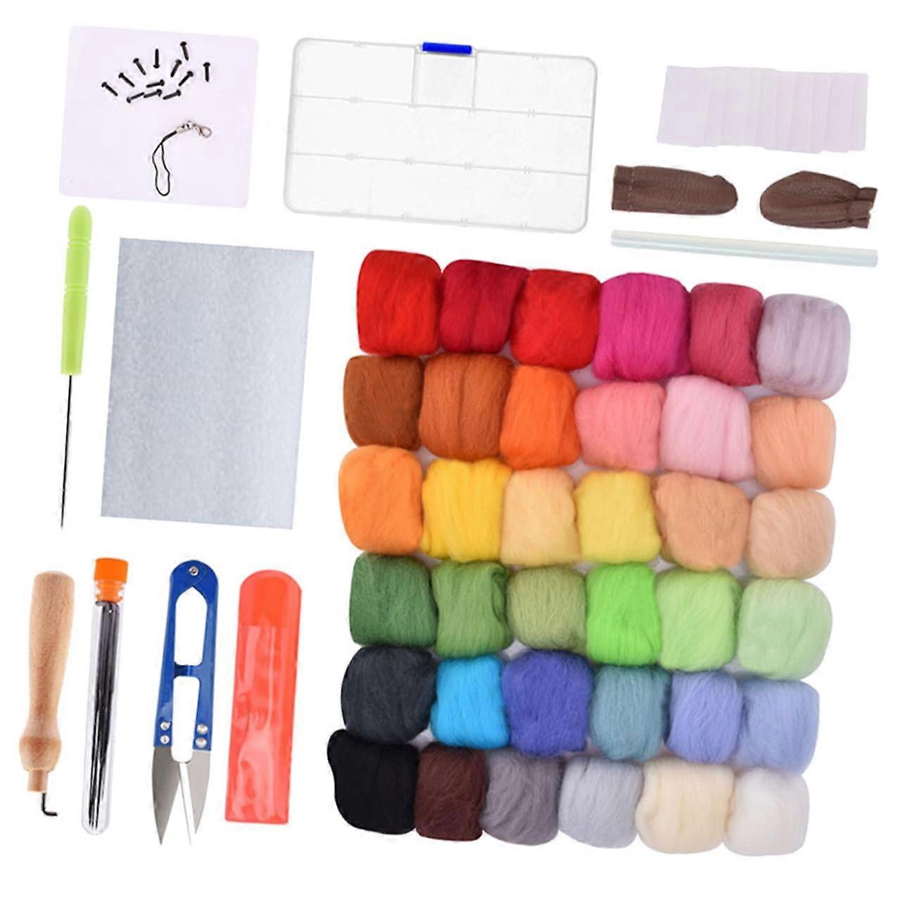 Colored Wool Felt Set with Felting Tools for DIY Crafts