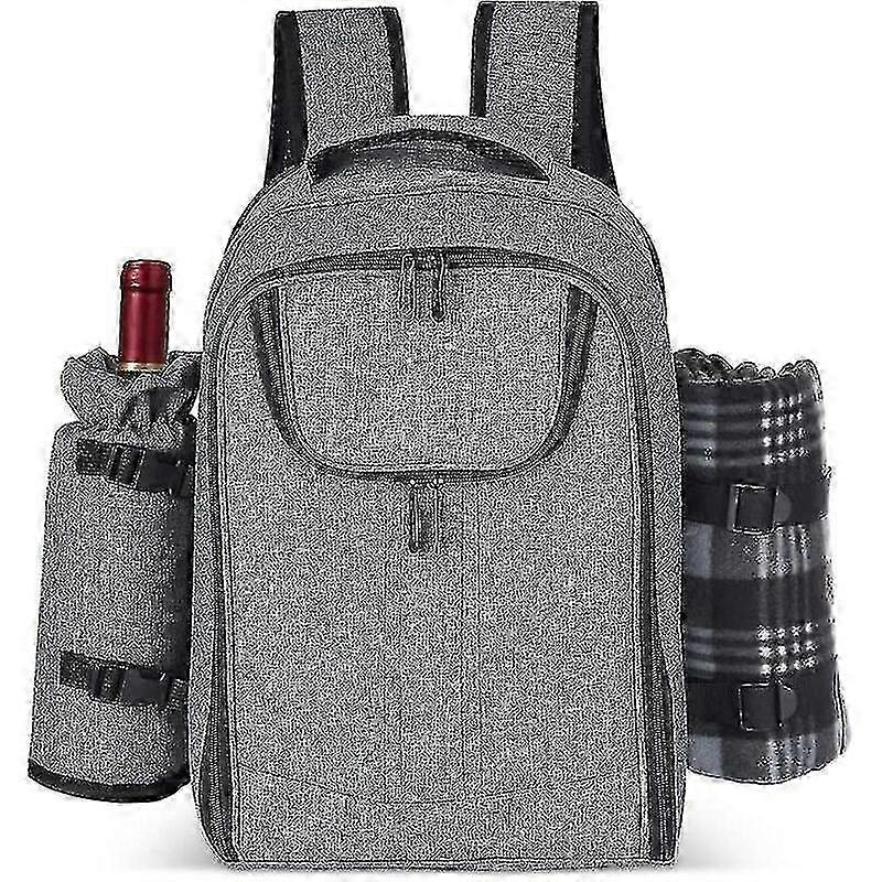 2025 Picnic Backpack For  4 People - Picnic Backpack With  Moisture Proof Pad - Bottle