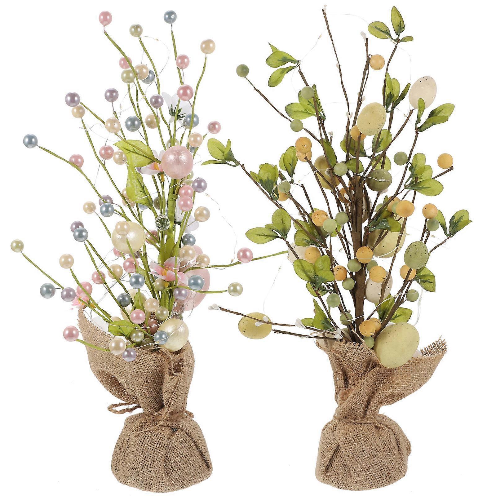 Realistic Egg Branch Tabletop Easter Party Favor Festive Atmosphere Assorted Color 17.68X5.11X5.11IN 2Pcs