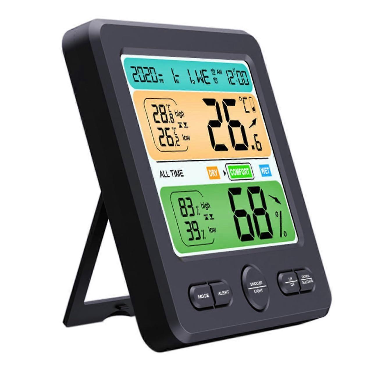 High Precision Wall Mounted Electric Hygrothermograph Clock No Battery Required Indoor Temp Humidity Monitor