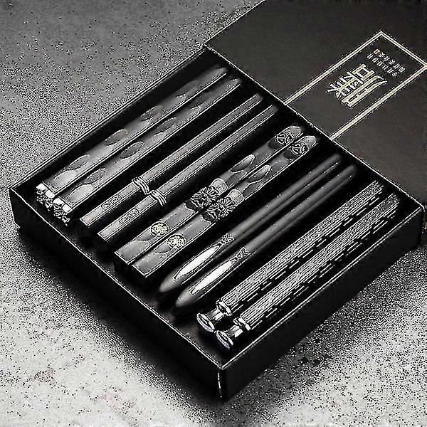 Non-Slip Reusable Sushi Chopsticks - 5 Pairs Alloy Laser Engraved Chopsticks