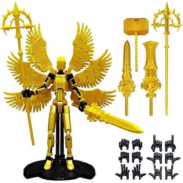 T13 Angel Action Figure with Multiple Accessories, (Assembly Completed) Titan 13 Decorative Desk Toy, 3D-printed Multi-Jointed Dummy 13 Figure