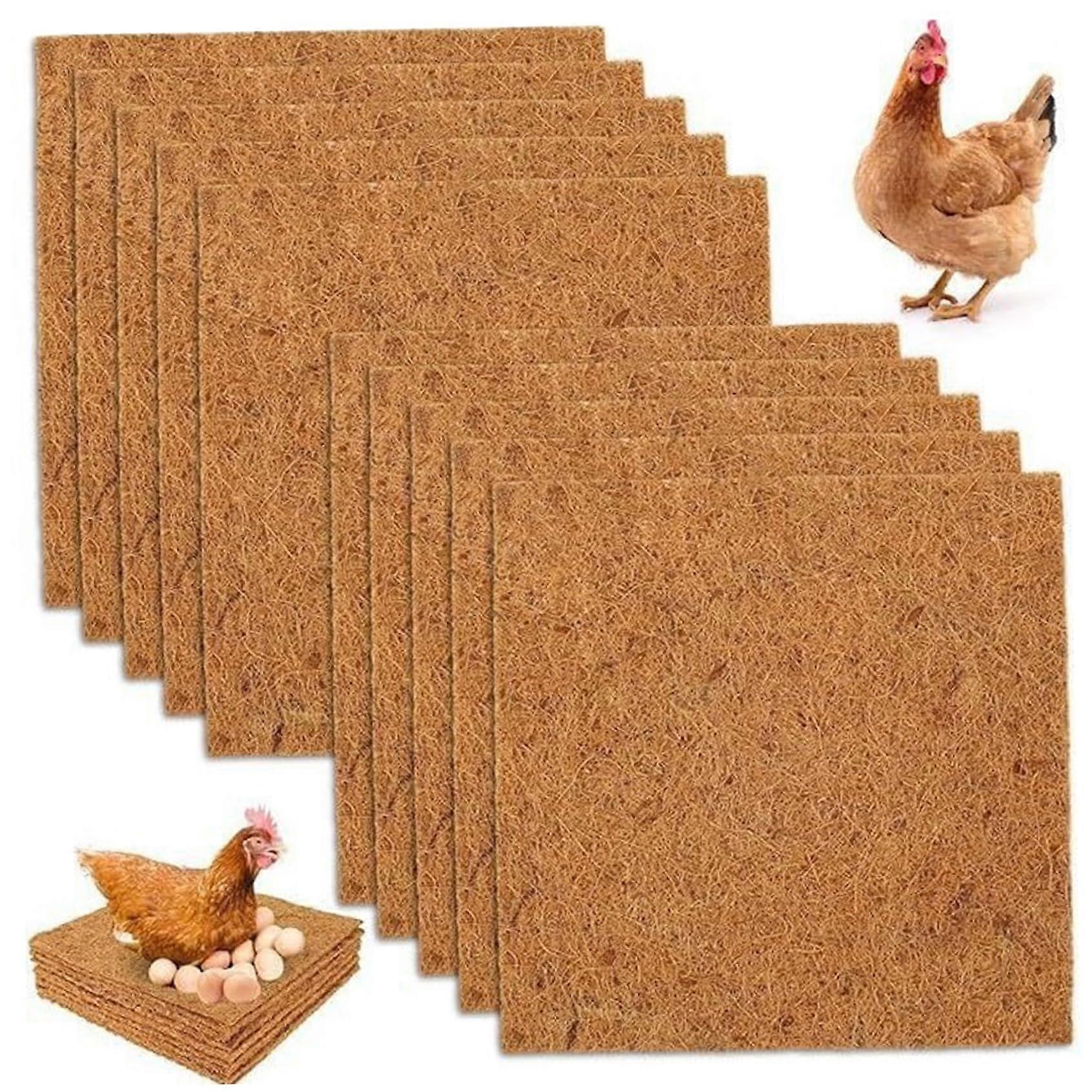 Chicken Nesting Pads Set of 10 – 12 Washable Cut Coconut Fiber Hen Laying Cushions for Coop