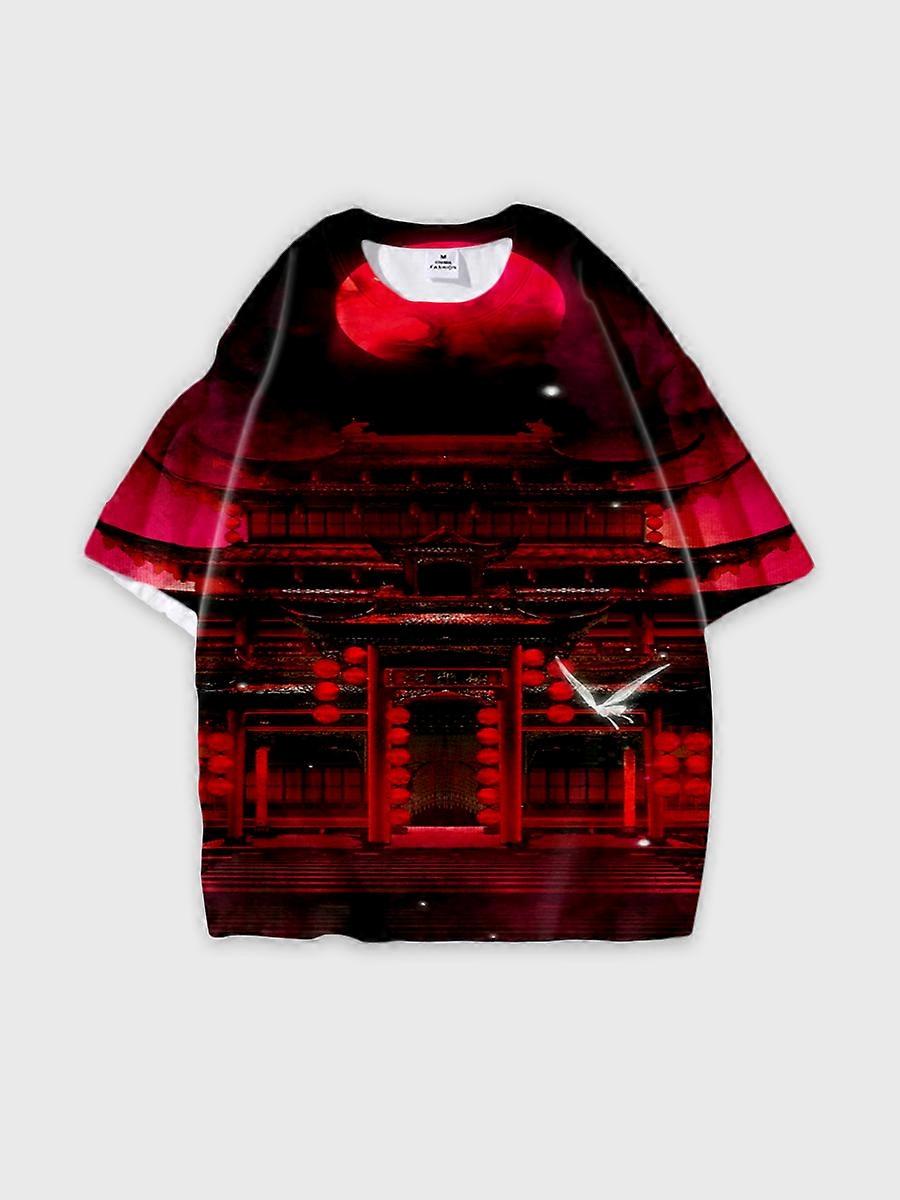 T-shirt round neck Role Pattern loose short sleeve E2495